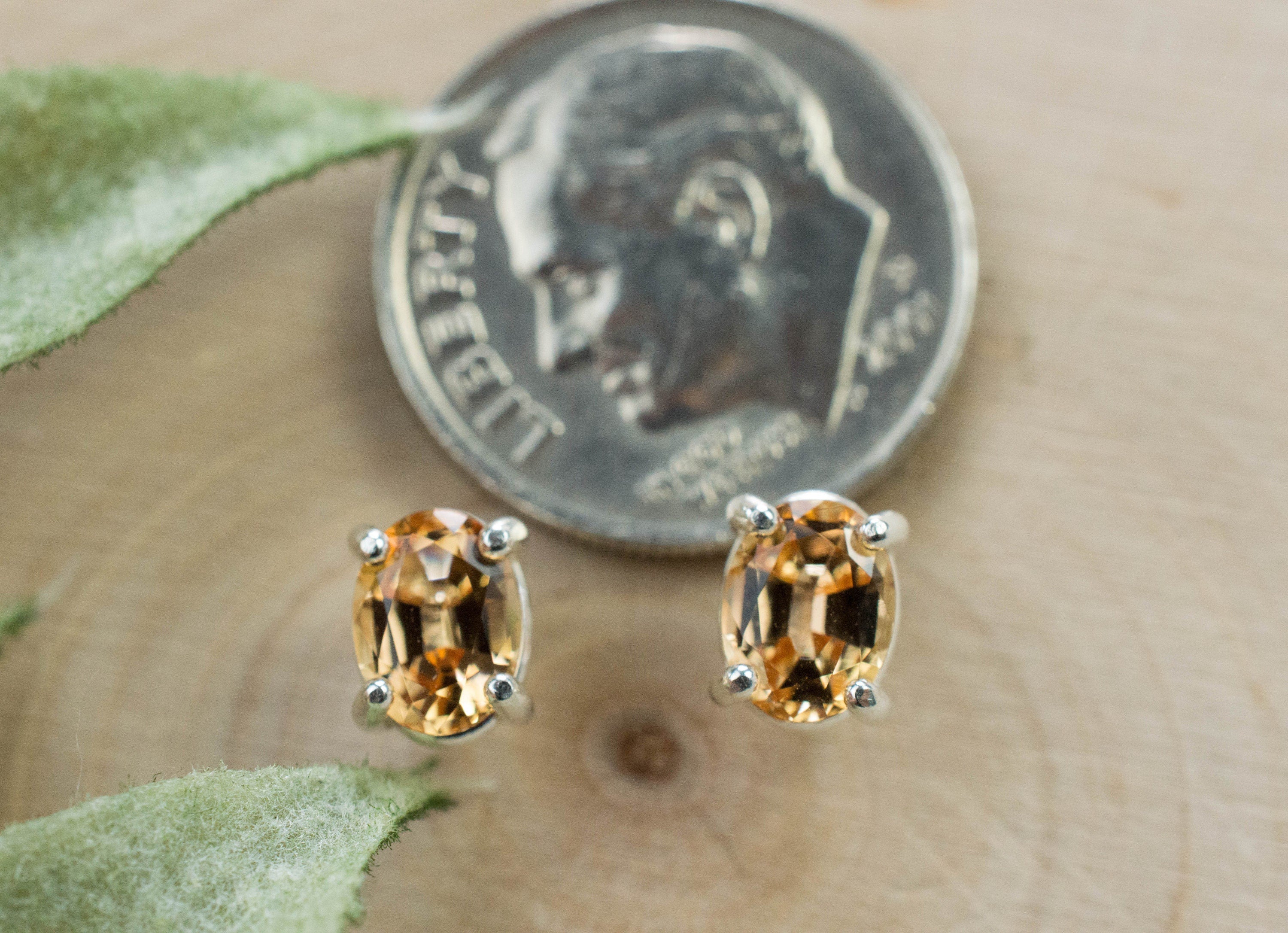 Imperial Topaz Earrings; Natural Untreated Brazil Topaz; 1.360cts