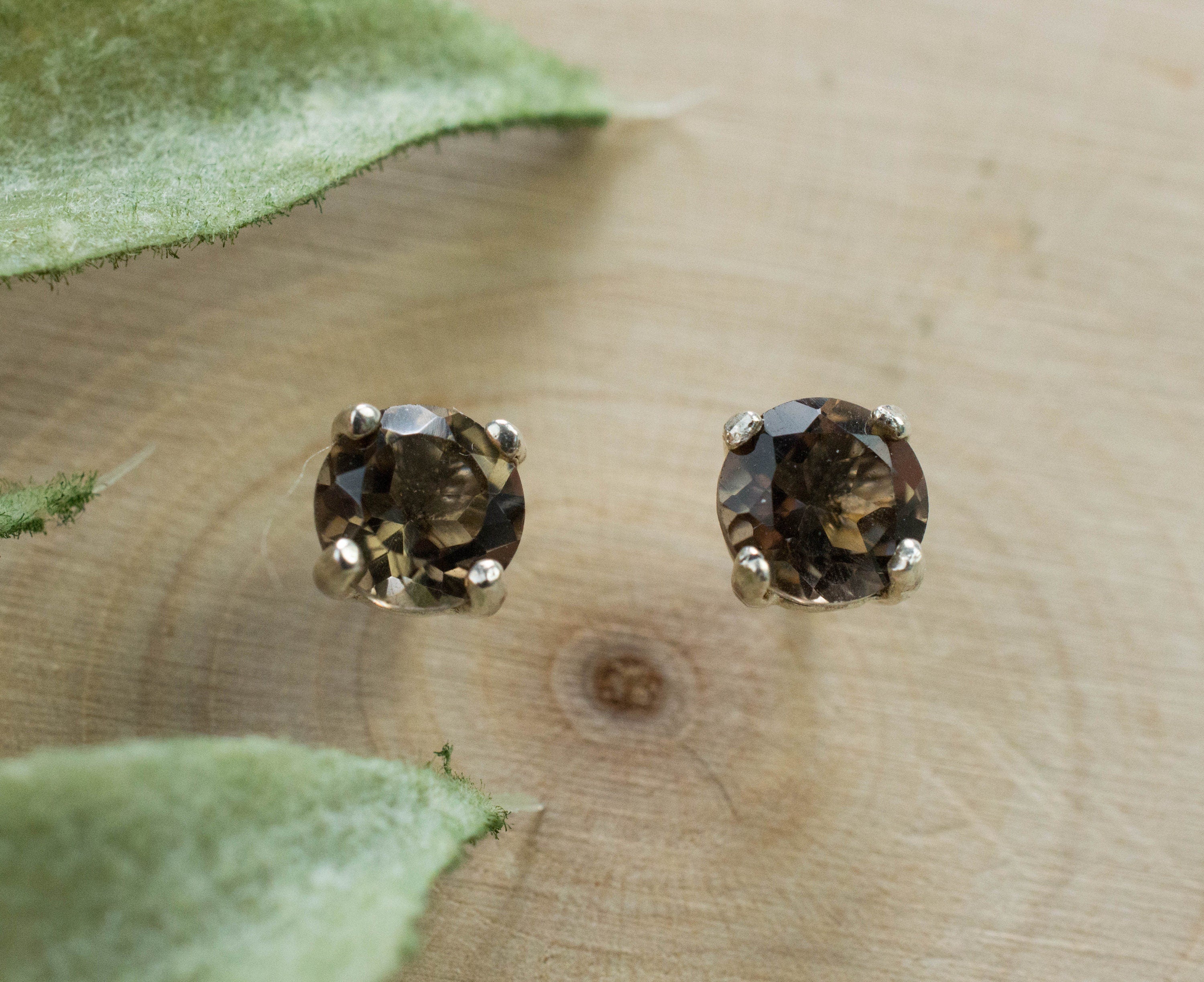 Smoky Quartz Earrings; Natural Untreated USA Quartz; 0.840cts