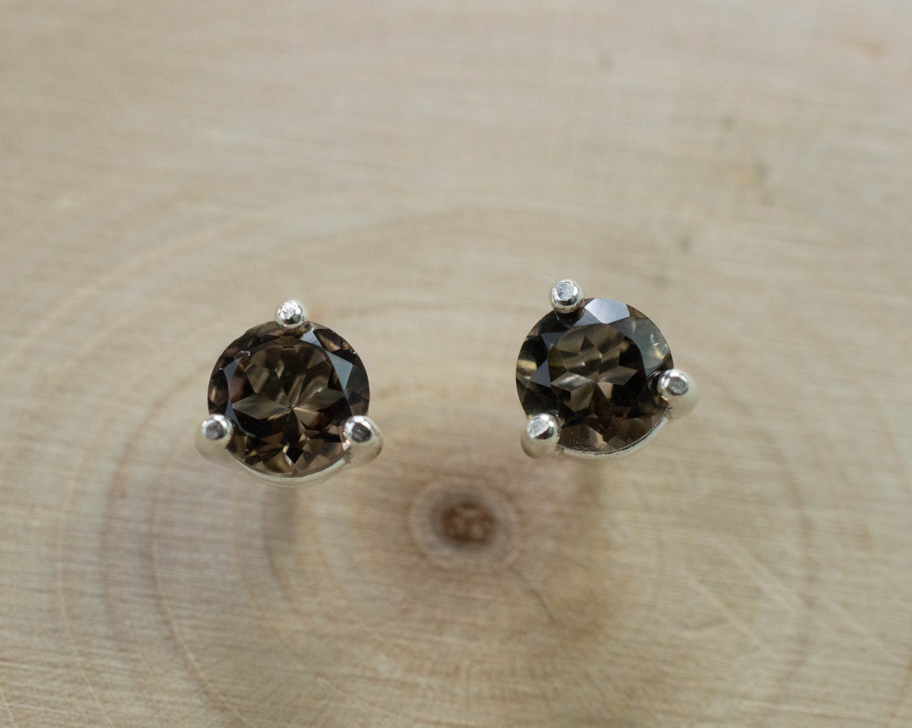 Smoky Quartz Earrings; Natural Untreated USA Quartz; 0.850cts