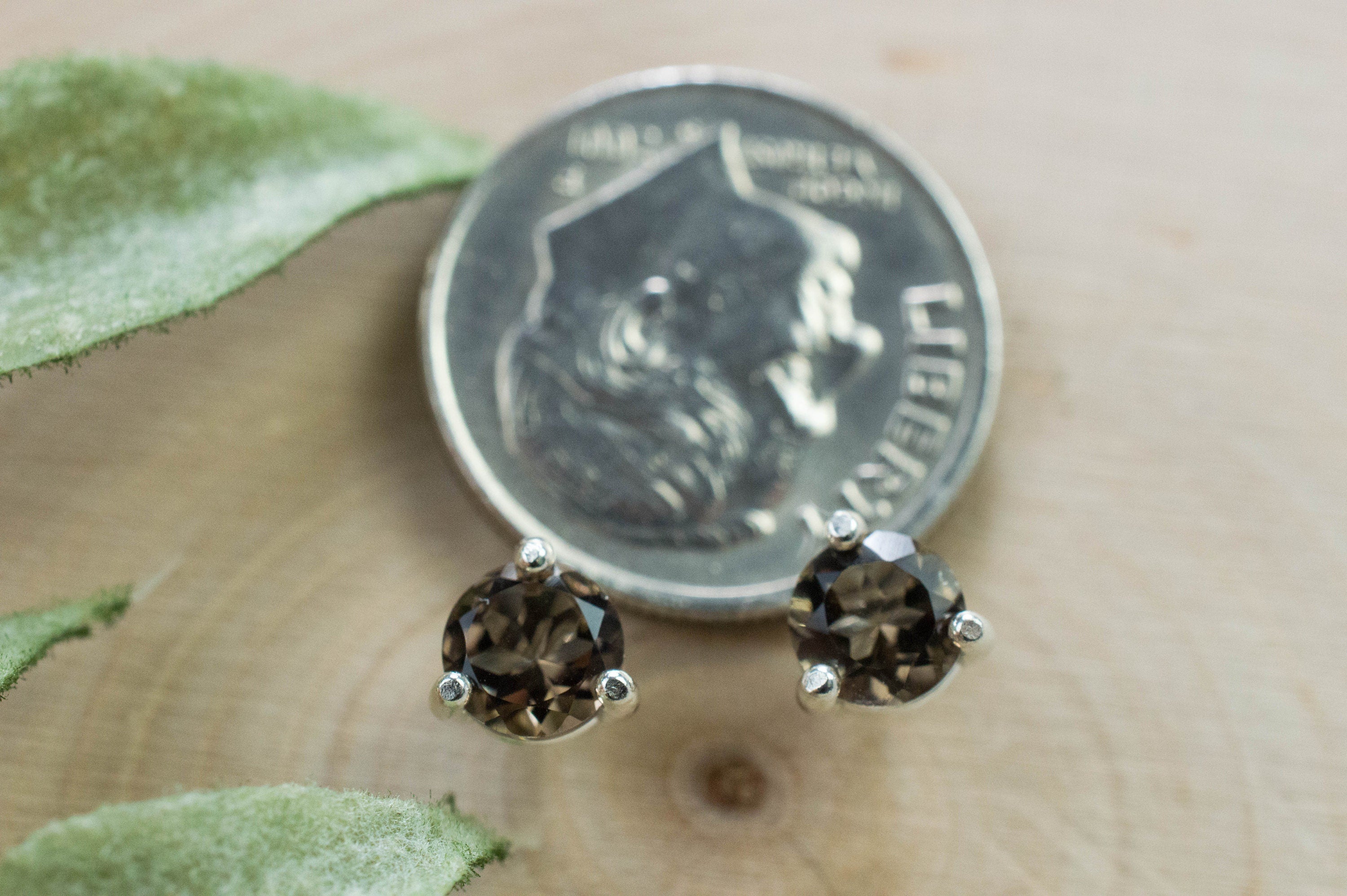 Smoky Quartz Earrings; Natural Untreated USA Quartz; 0.850cts