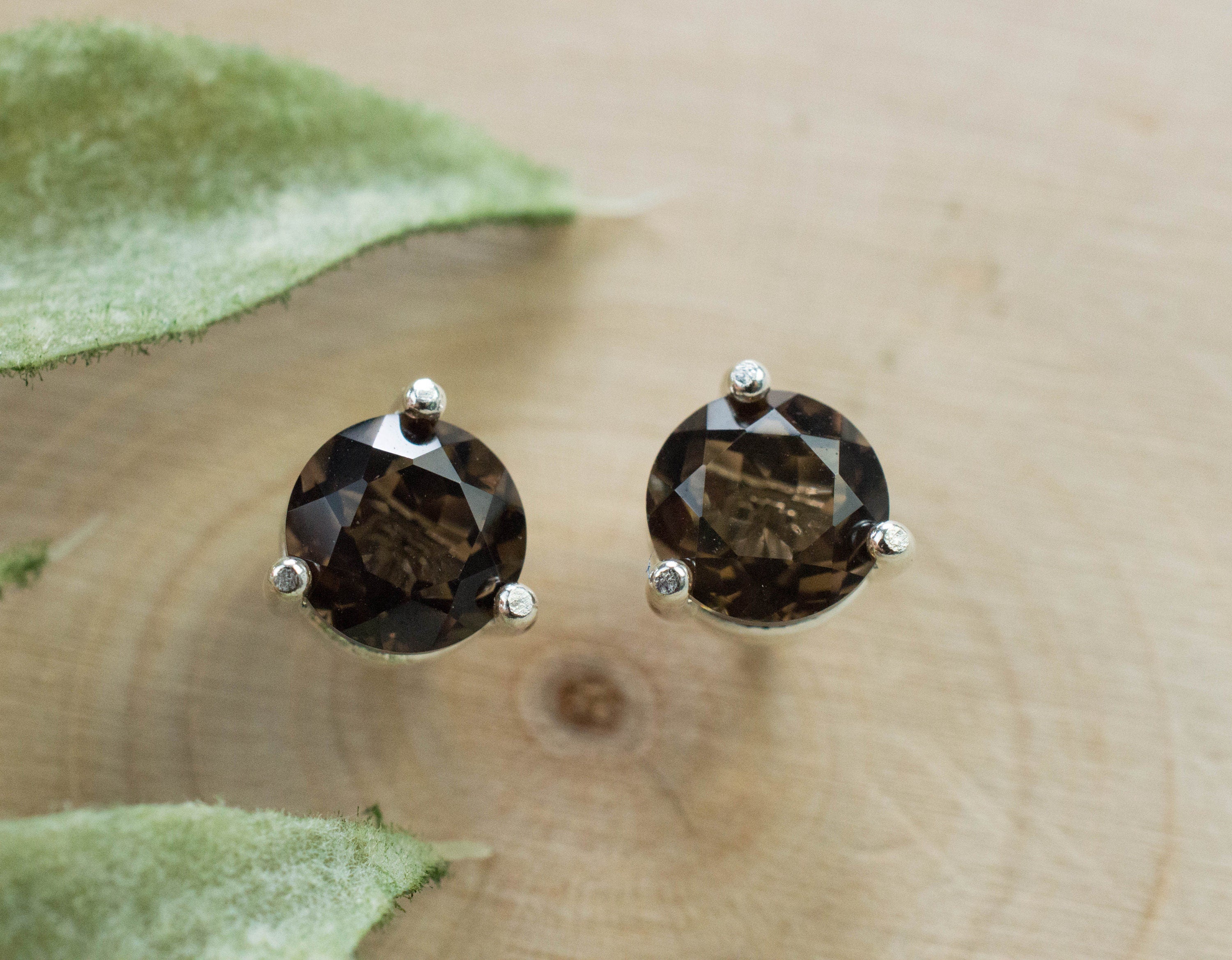 Smoky Quartz Earrings; Genuine Untreated USA Quartz; 1.635cts