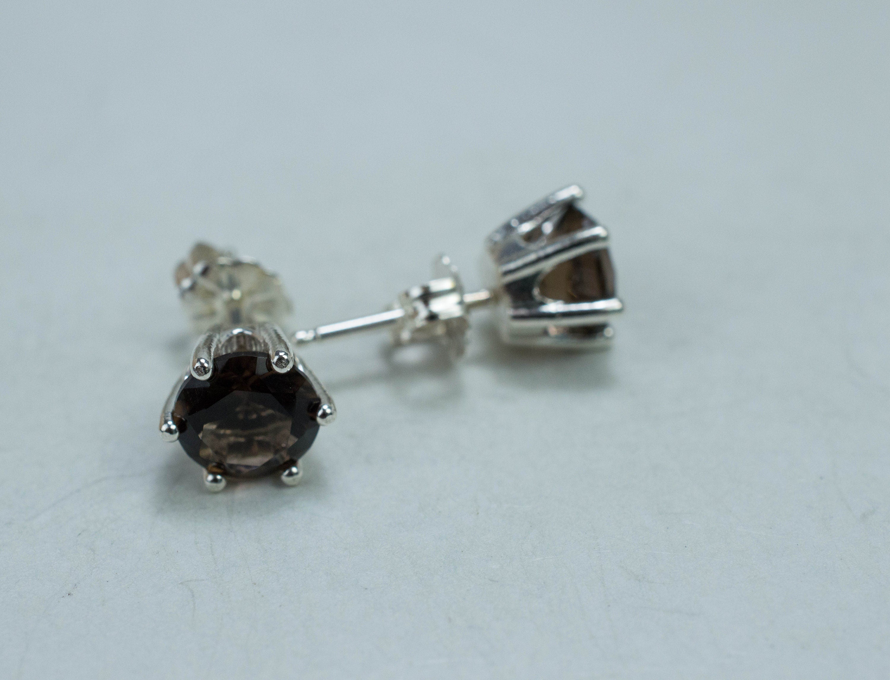 Smoky Quartz Earrings; Genuine Untreated USA Quartz; 2.200cts