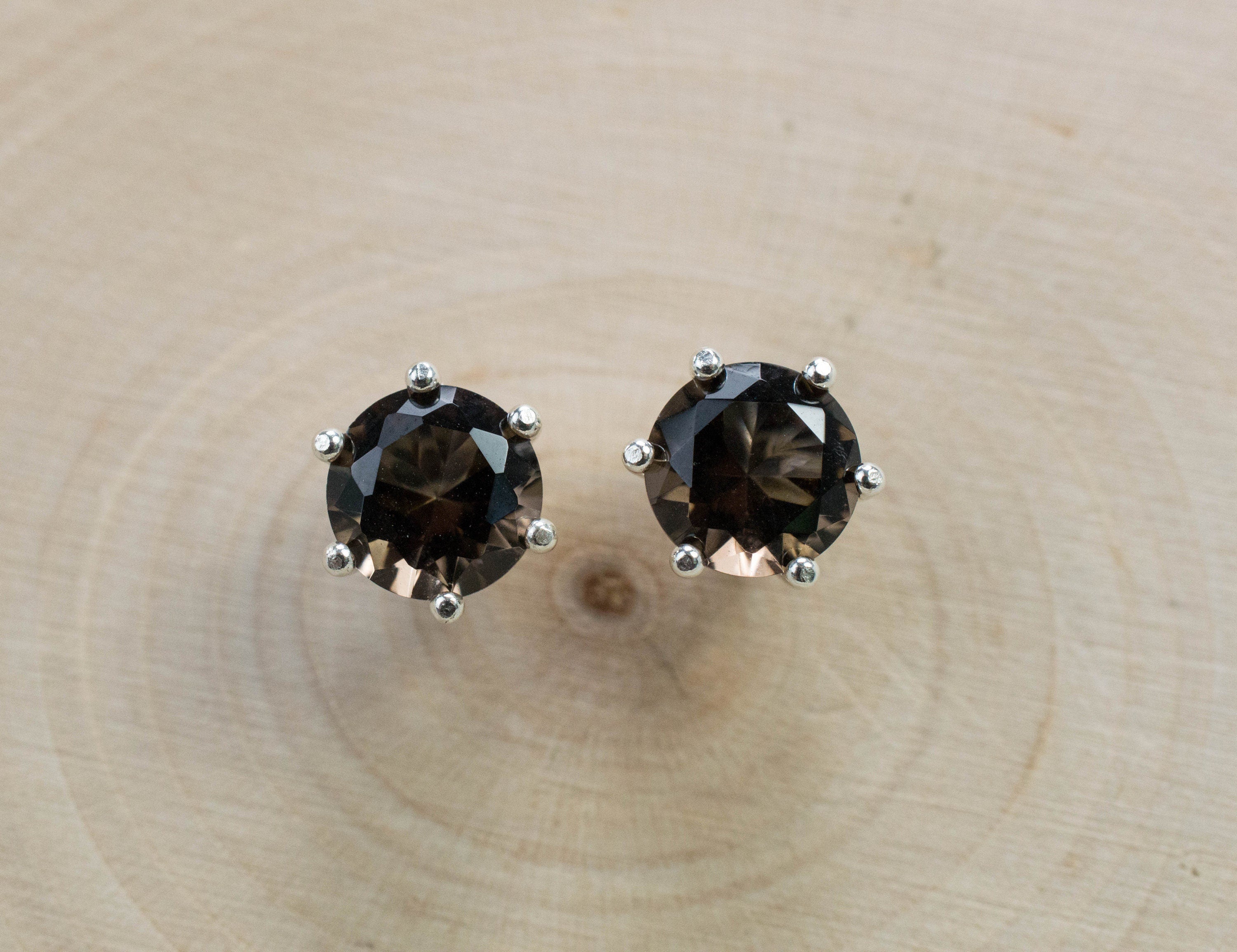 Smoky Quartz Earrings; Genuine Untreated USA Quartz; 2.200cts