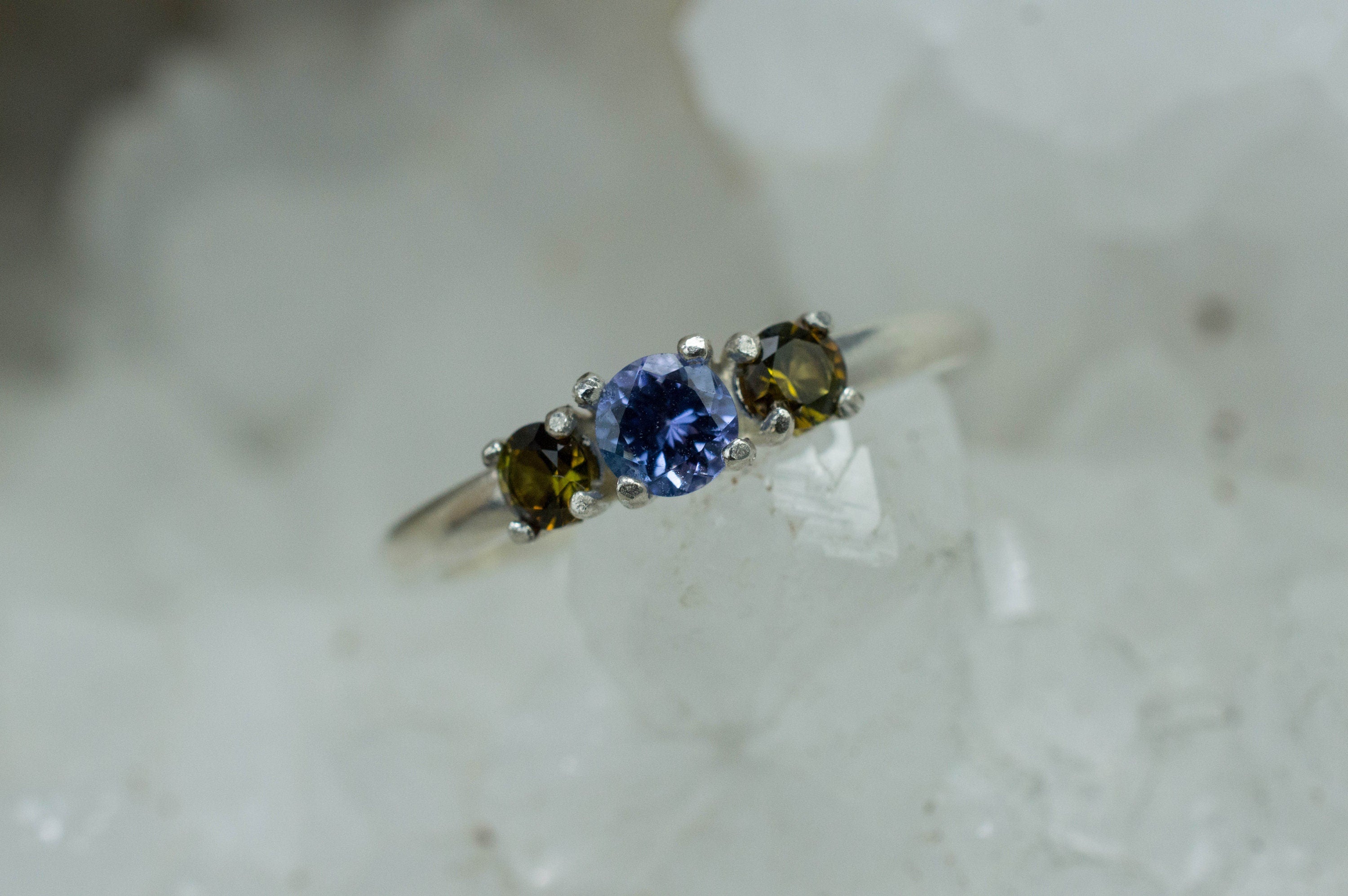 Tanzanite and Tourmaline Ring; Genuine Untreated Tanzania Tanzanite and Brazil Tourmaline