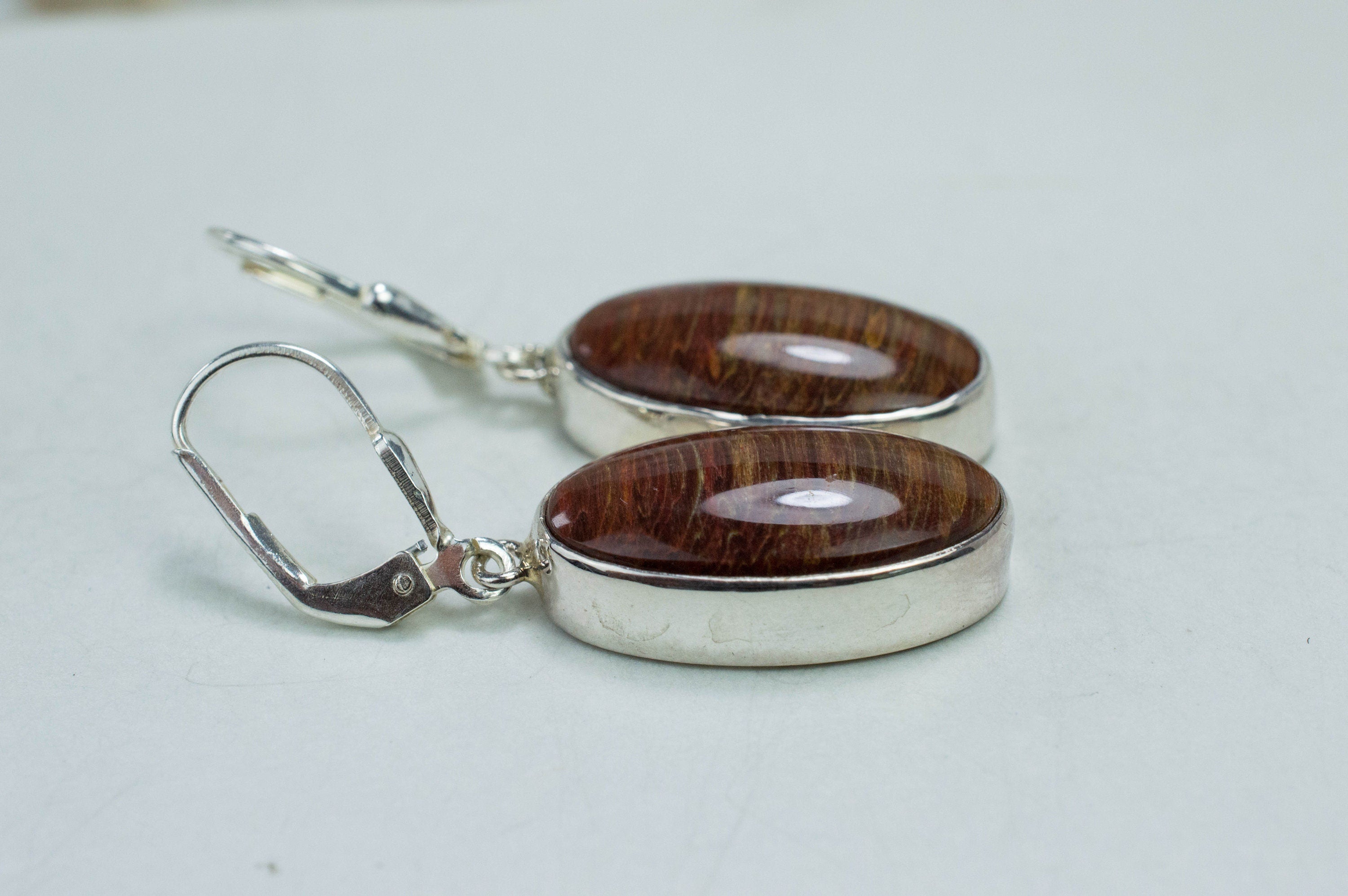 Petrified Fern Earrings; Genuine Untreated Australia Fossil Fern