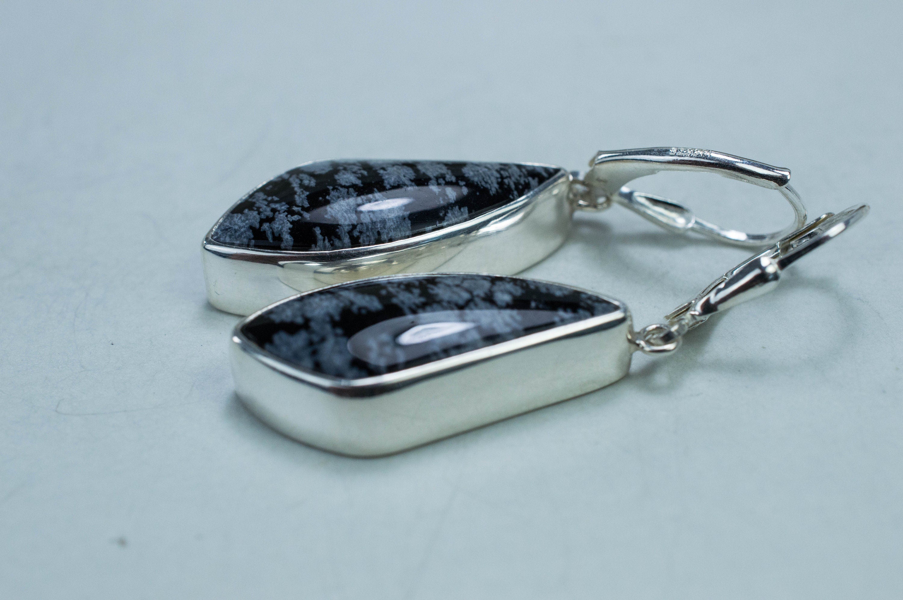 Snowflake Obsidian Earrings; Natural Untreated Utah Obsidian