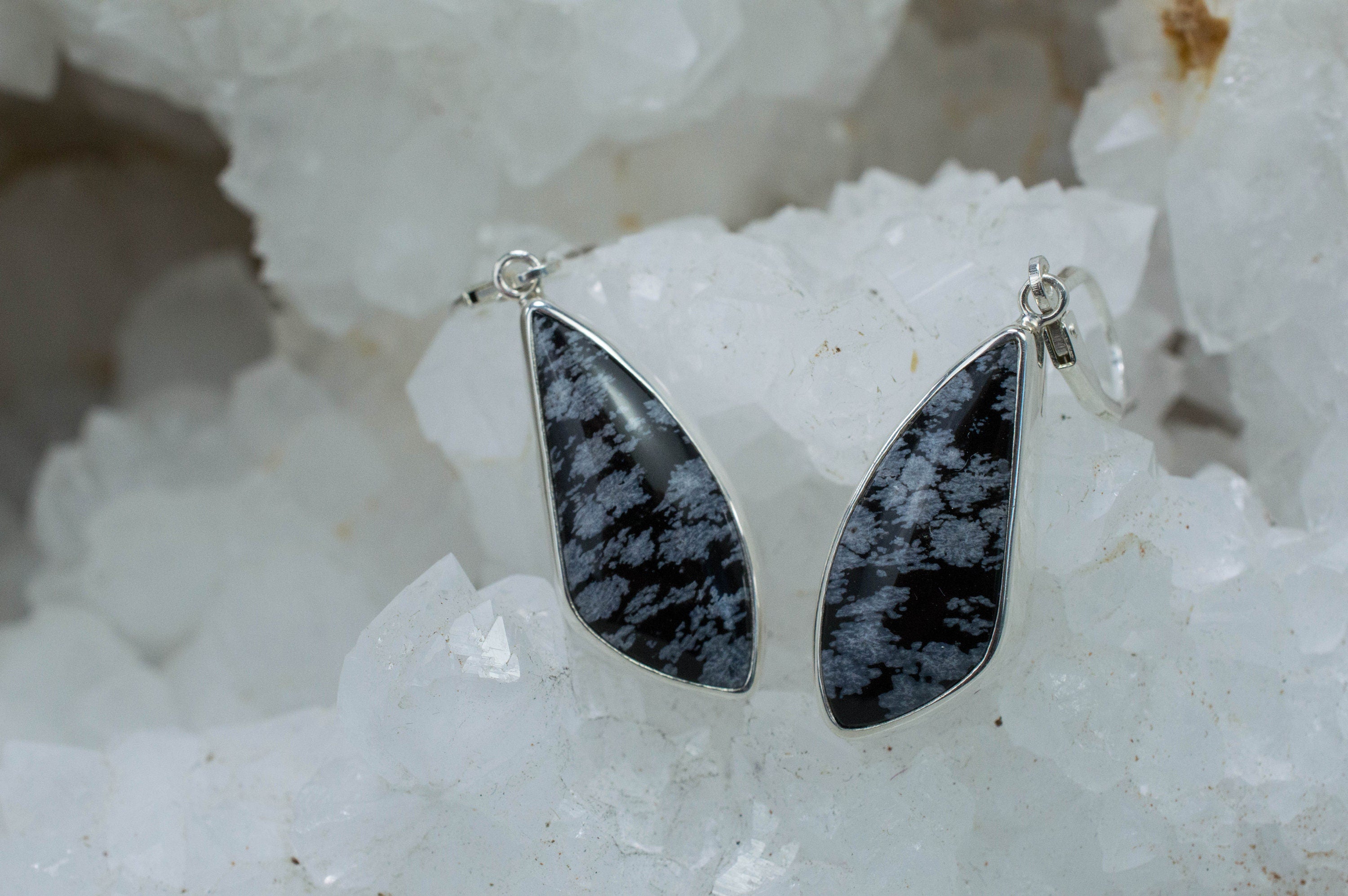 Snowflake Obsidian Earrings; Natural Untreated Utah Obsidian