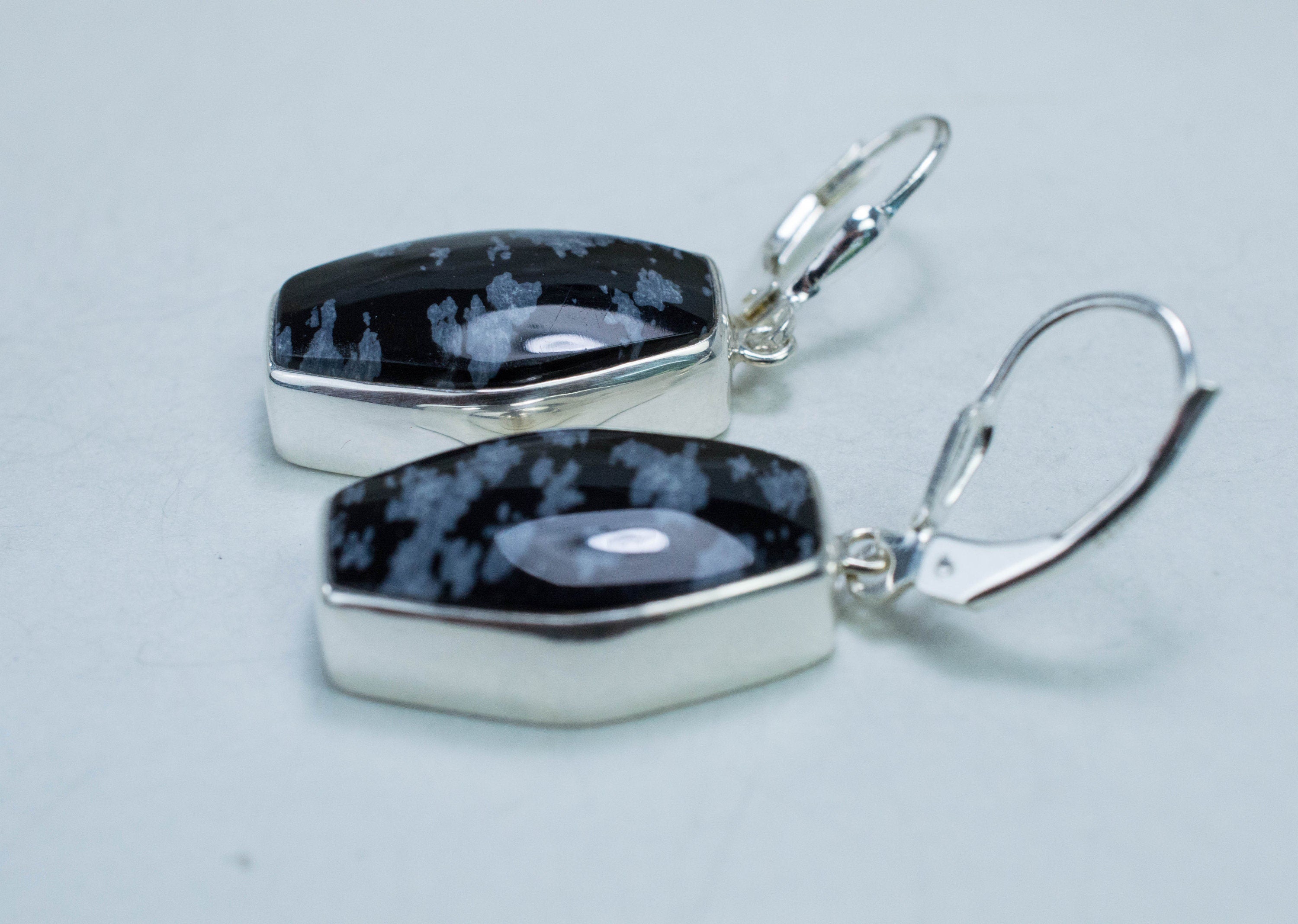 Snowflake Obsidian Earrings; Natural and Untreated Utah Obsidian