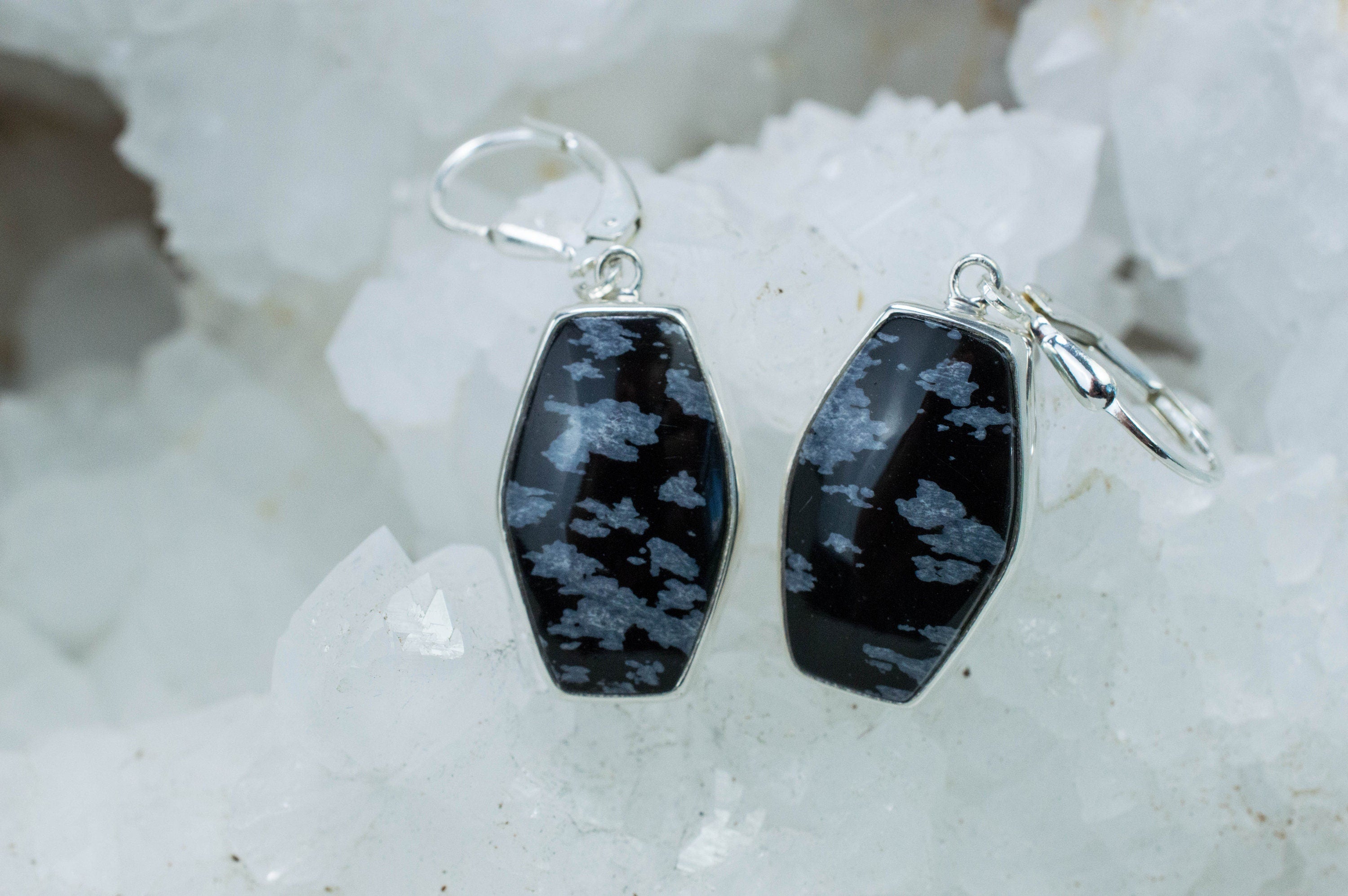 Snowflake Obsidian Earrings; Natural and Untreated Utah Obsidian