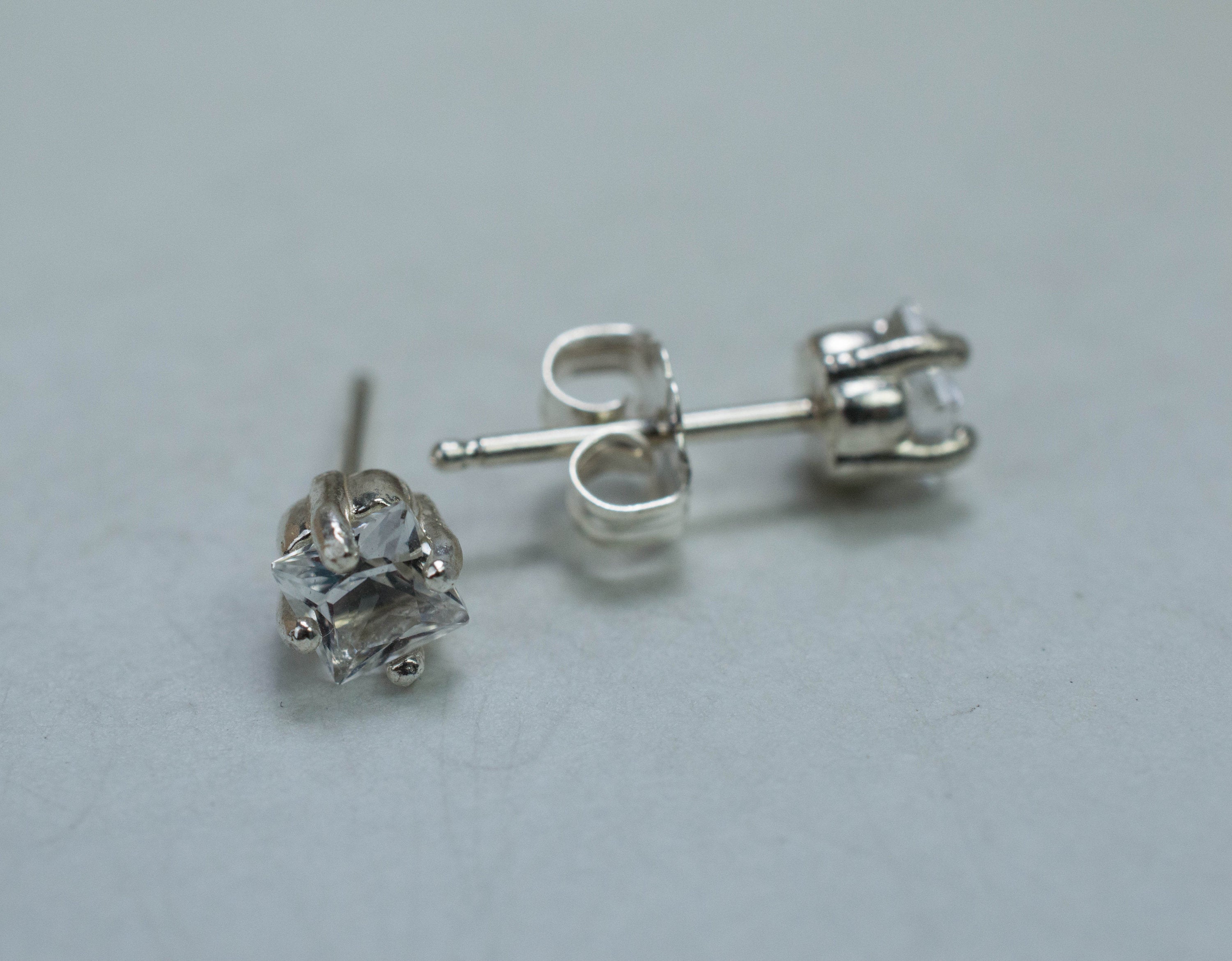 Silver Topaz Earrings; Genuine Untreated Brazil Topaz; 0.795cts