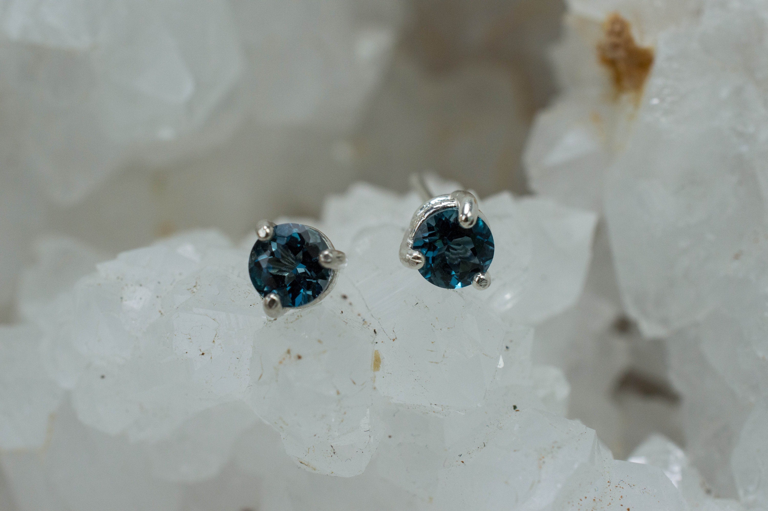 London Blue Topaz Earrings; Genuine Brazilian Topaz; 1.015cts