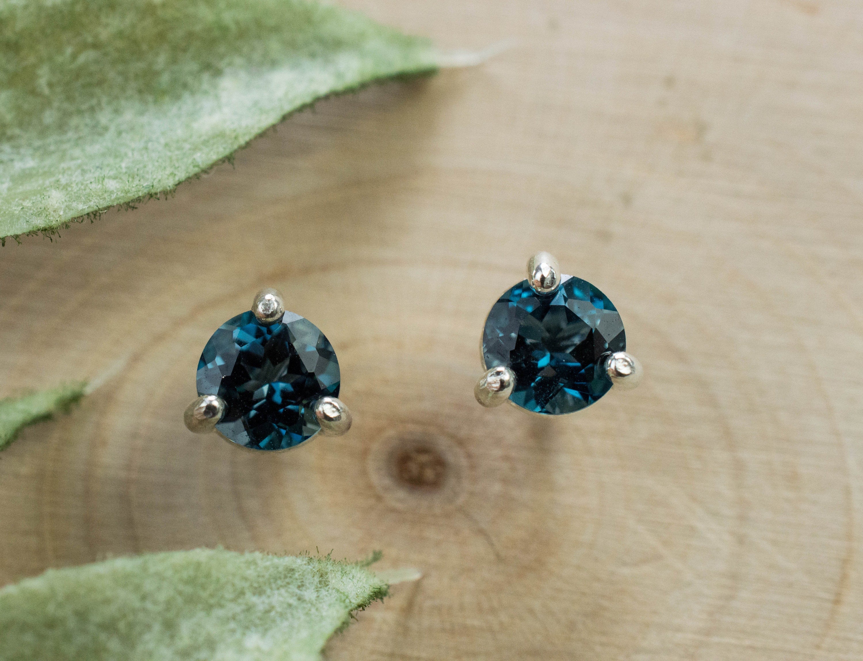 London Blue Topaz Earrings; Genuine Brazilian Topaz; 1.015cts