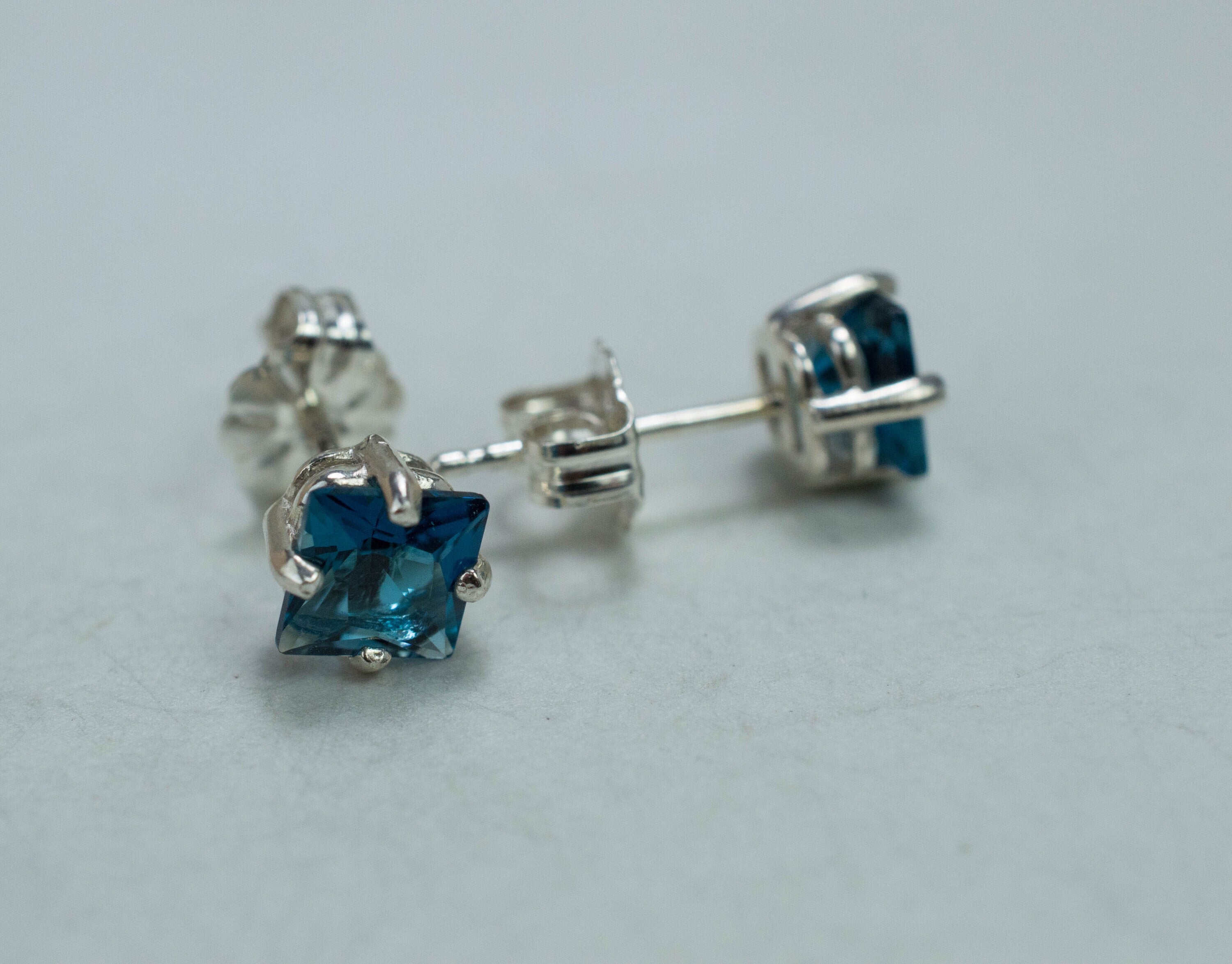 London Blue Topaz Earrings; Genuine Brazilian Topaz; 1.395cts