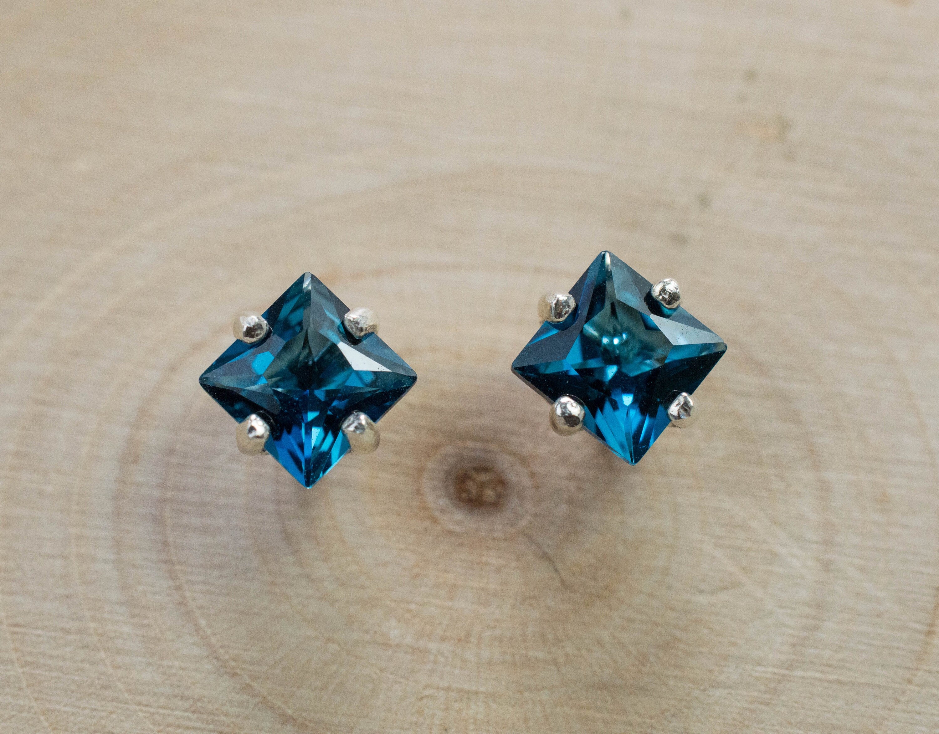 London Blue Topaz Earrings; Genuine Brazilian Topaz; 1.395cts