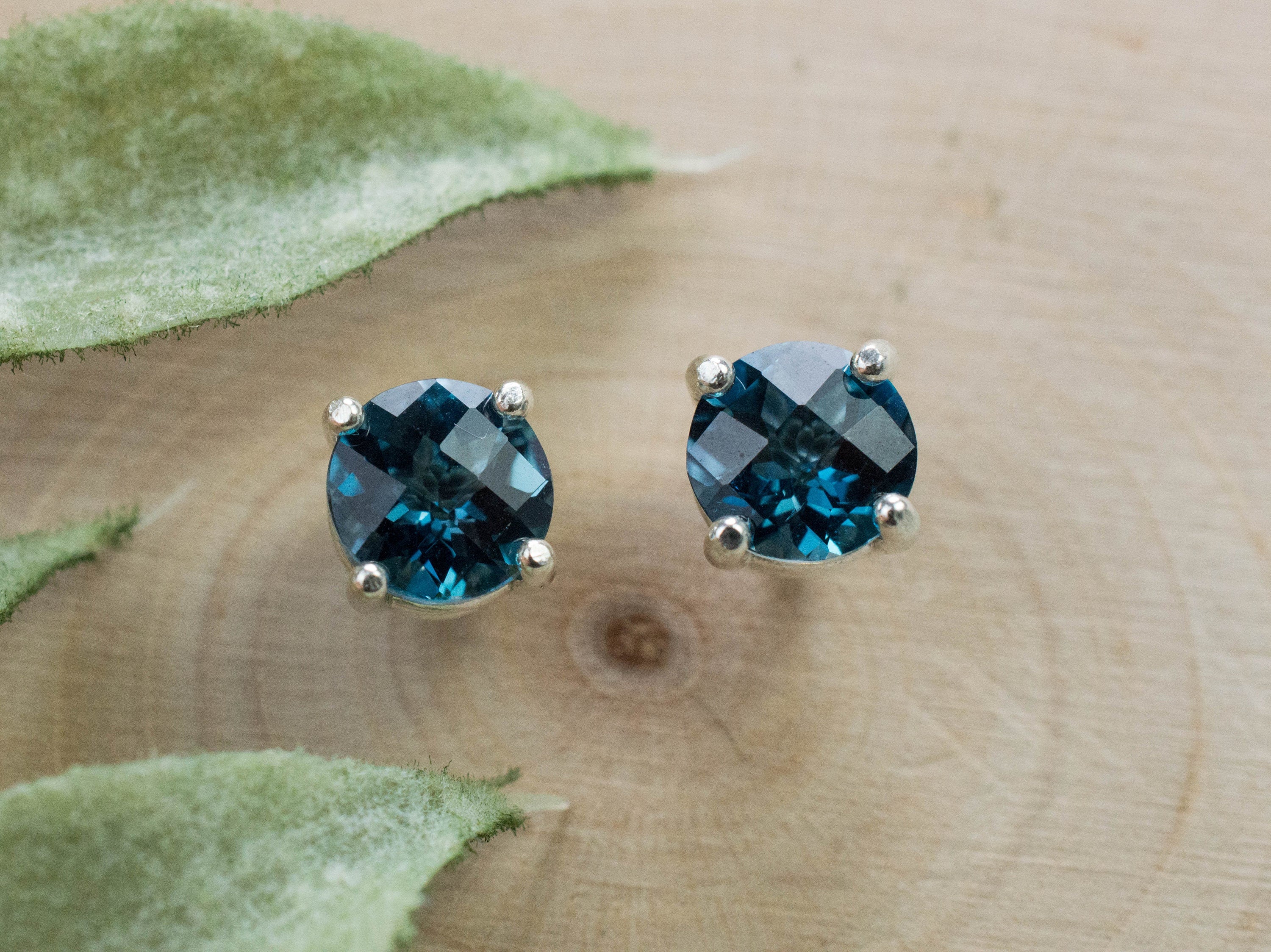 London Blue Topaz Earrings; Genuine Brazilian Topaz; 1.770cts