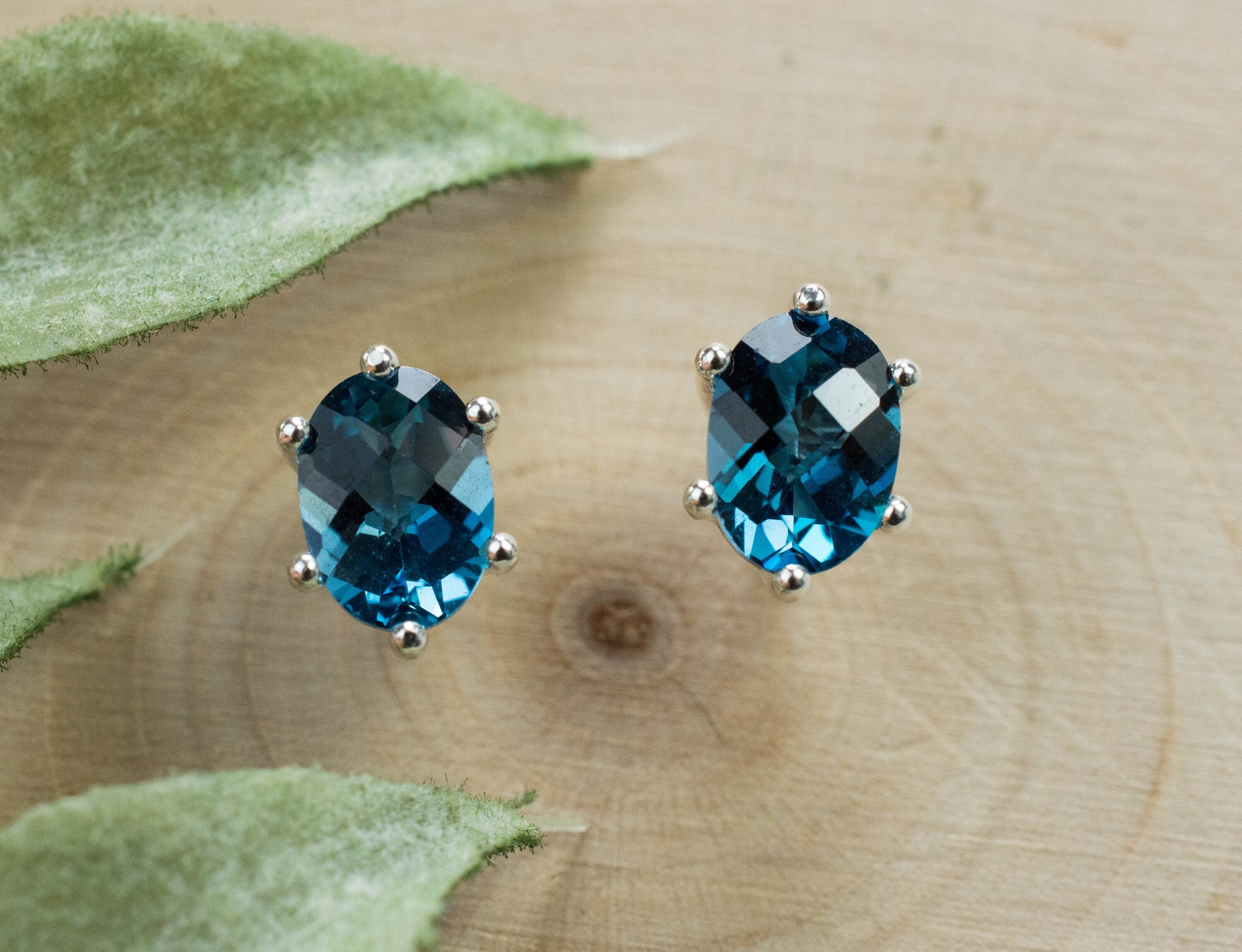 London Blue Topaz Earrings; Genuine Brazilian Topaz; 1.885cts