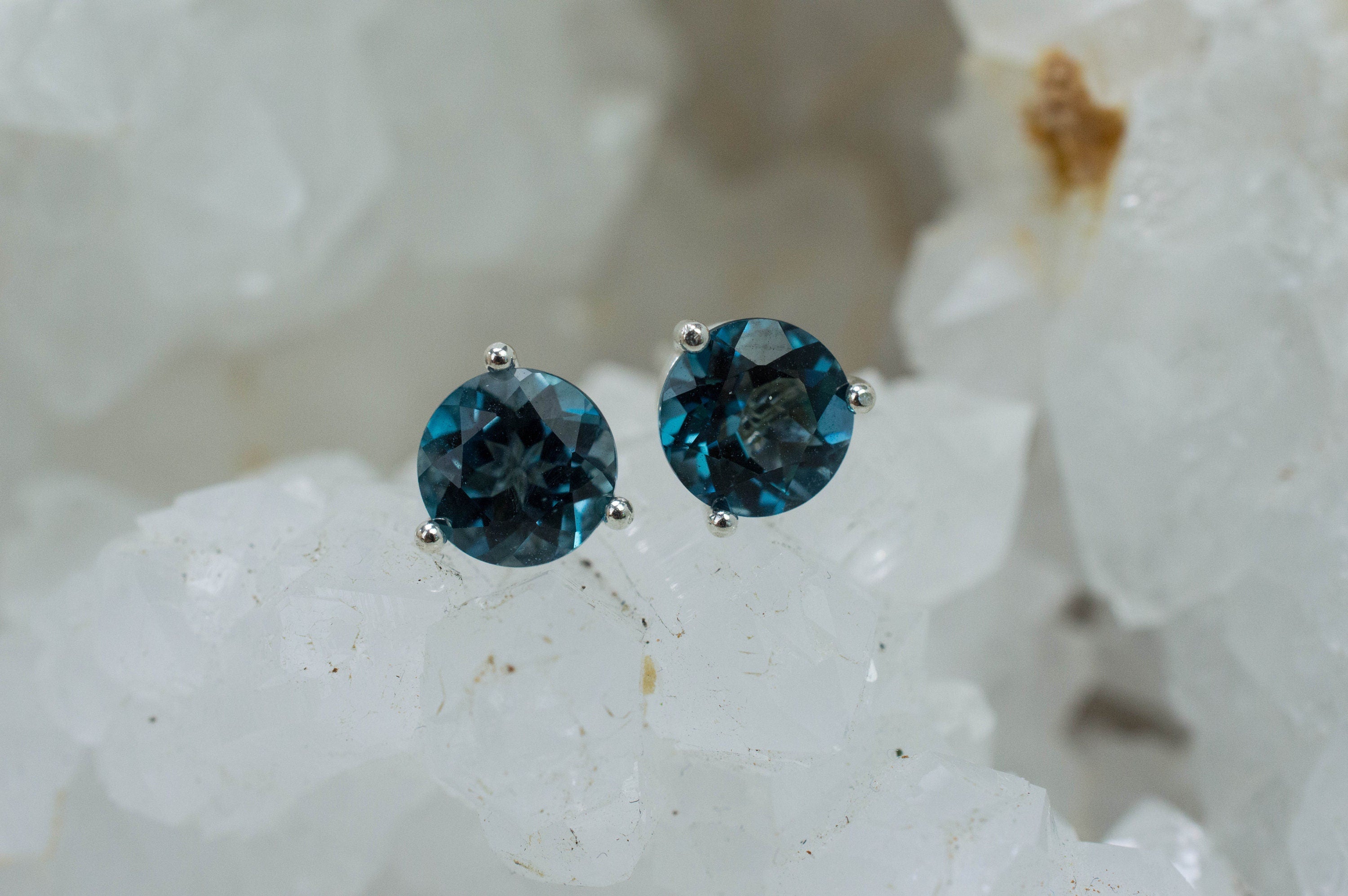 London Blue Topaz Earrings; Genuine Brazilian Topaz; 2.575cts