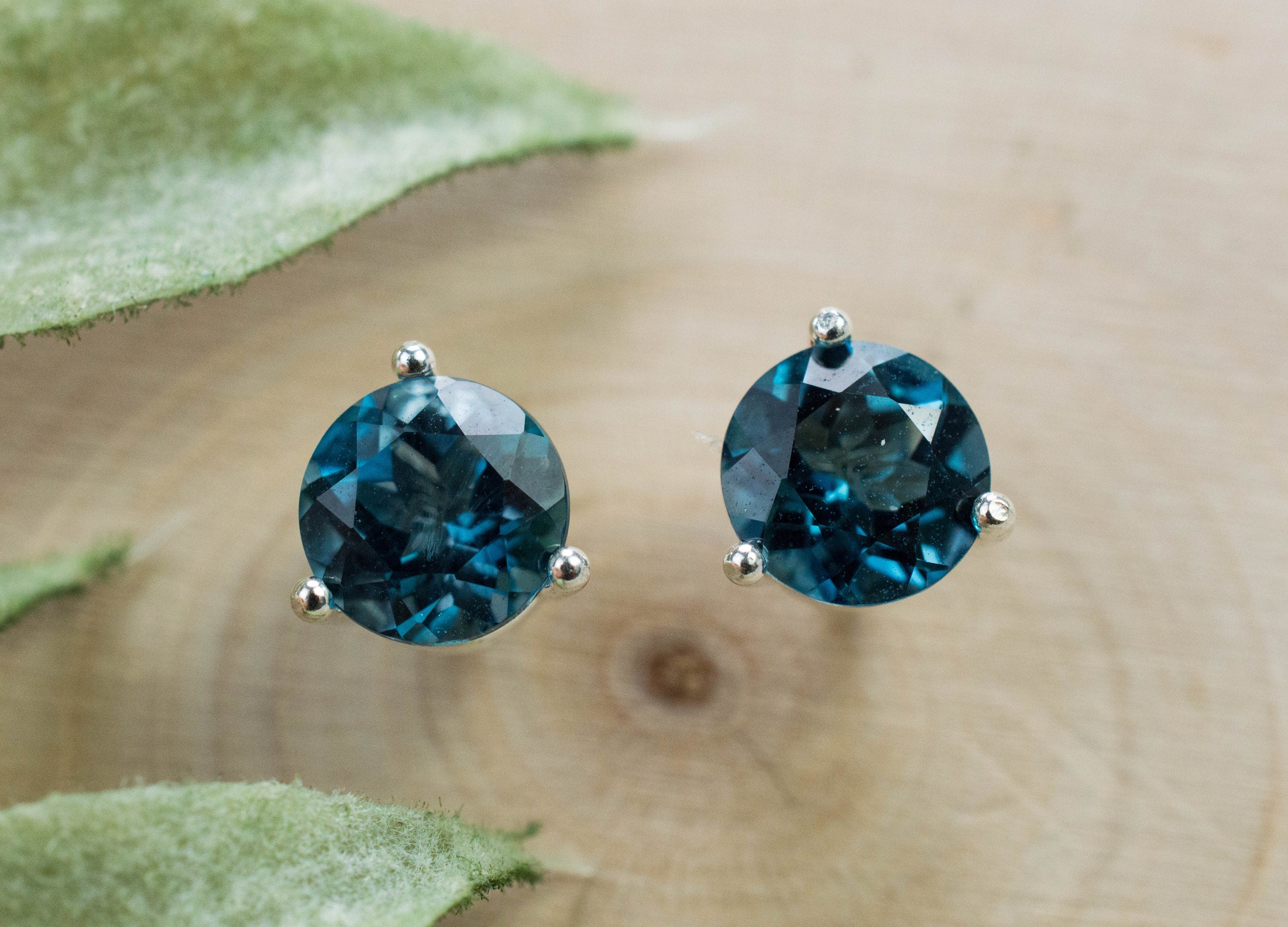 London Blue Topaz Earrings; Genuine Brazilian Topaz; 2.575cts