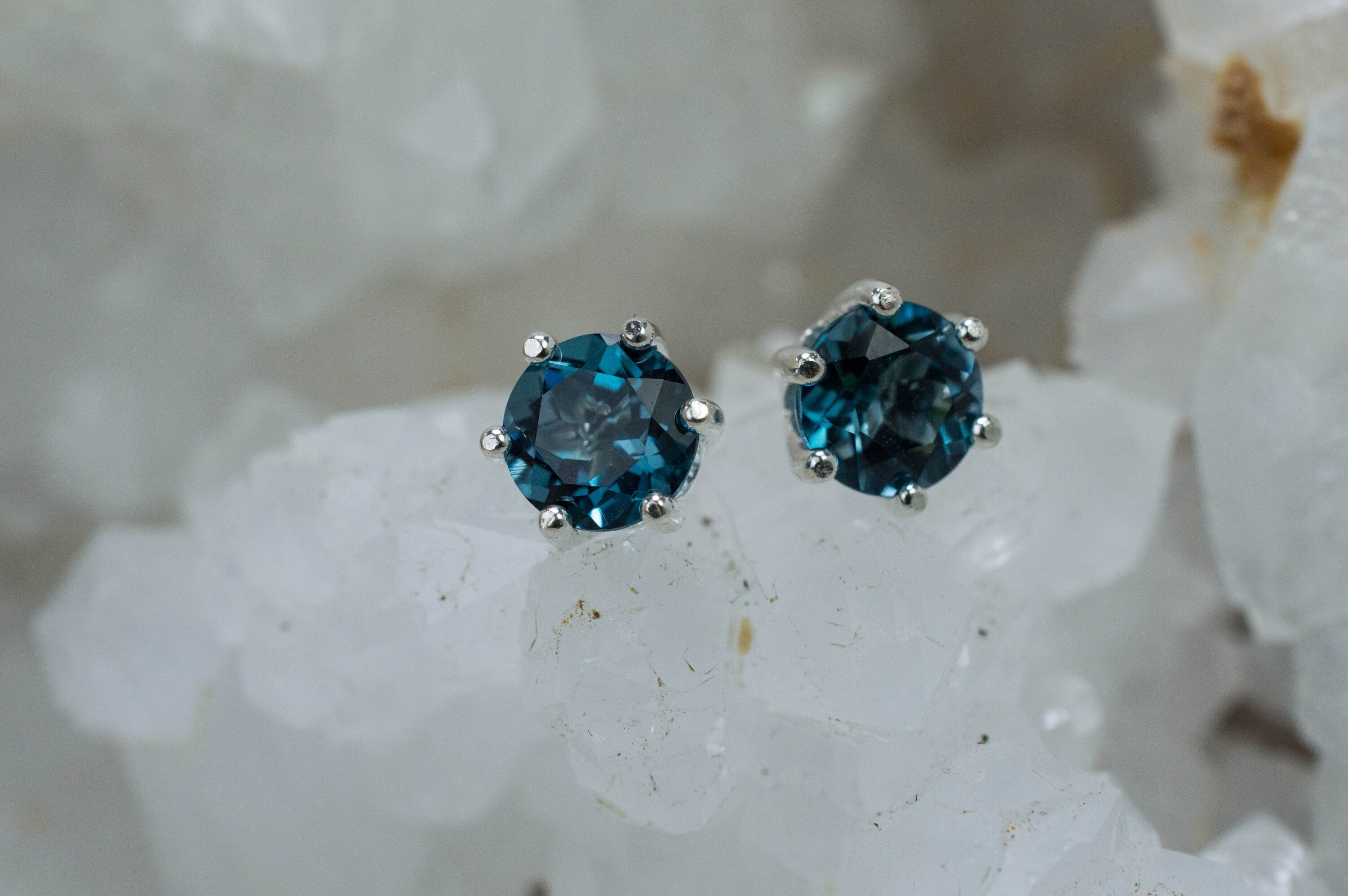 London Blue Topaz Earrings; Genuine Brazilian Topaz; 2.580cts