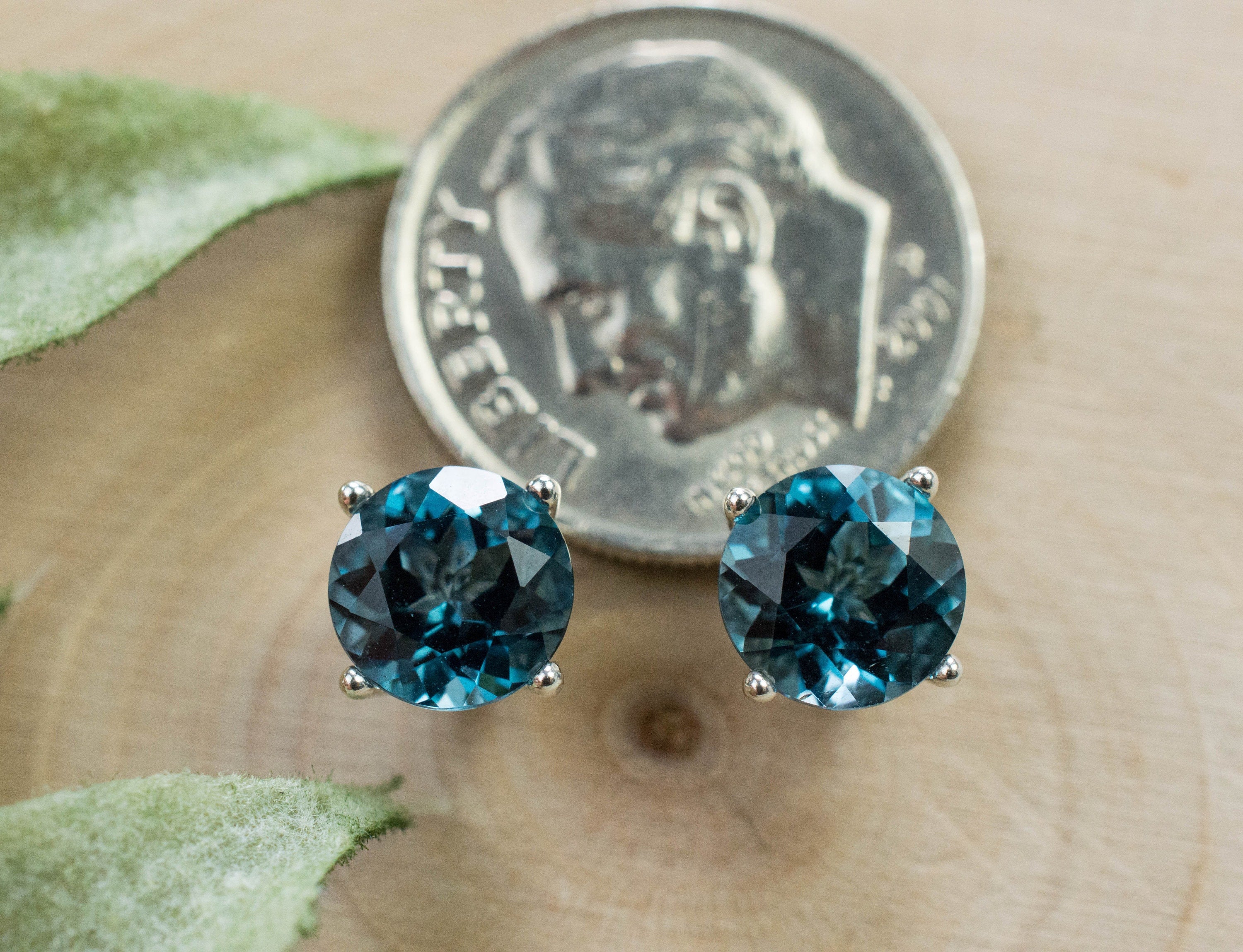 London Blue Topaz Earrings; Genuine Brazilian Topaz; 2.730cts