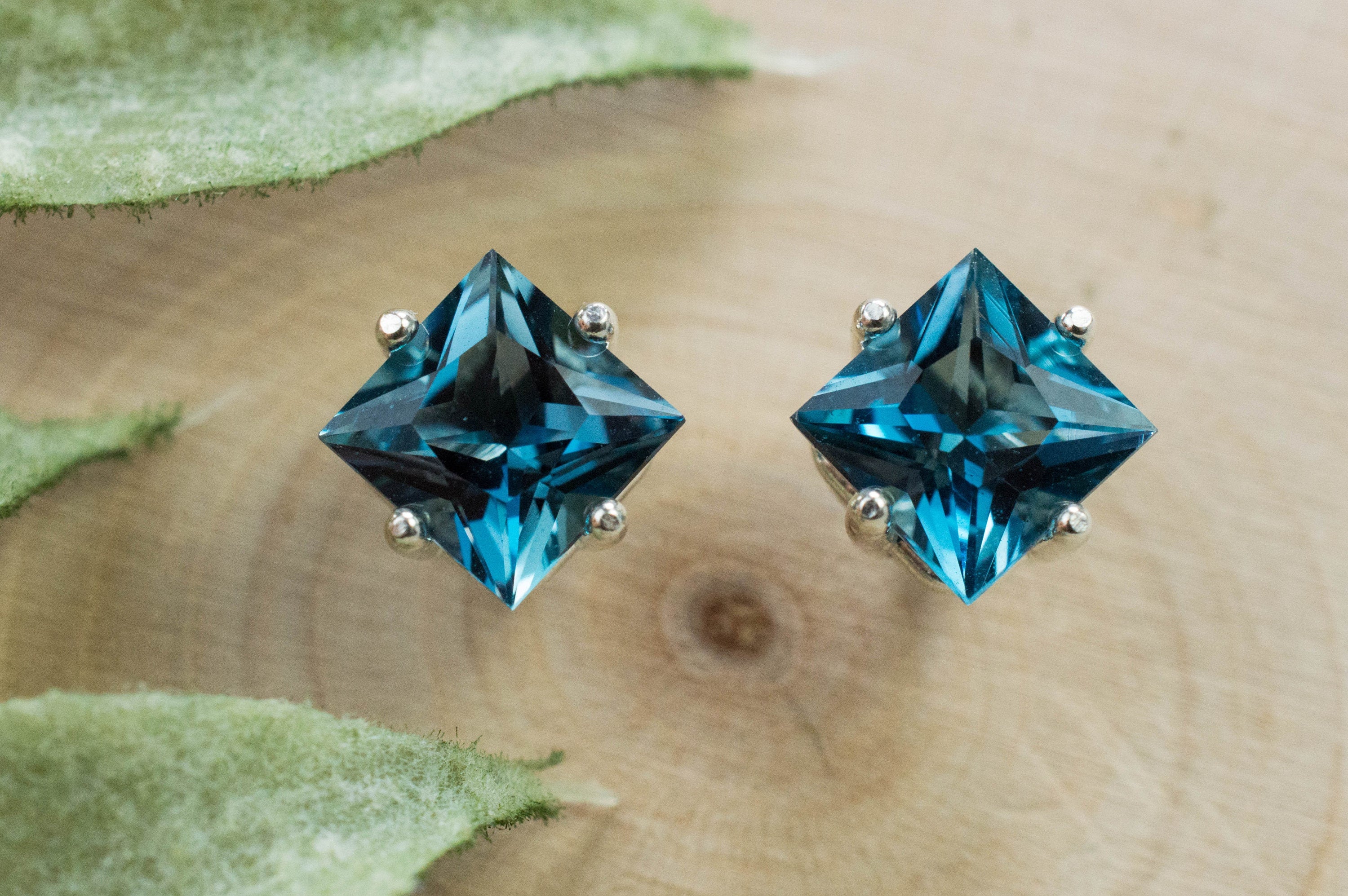 London Blue Topaz Earrings; Genuine Brazilian Topaz; 2.715cts