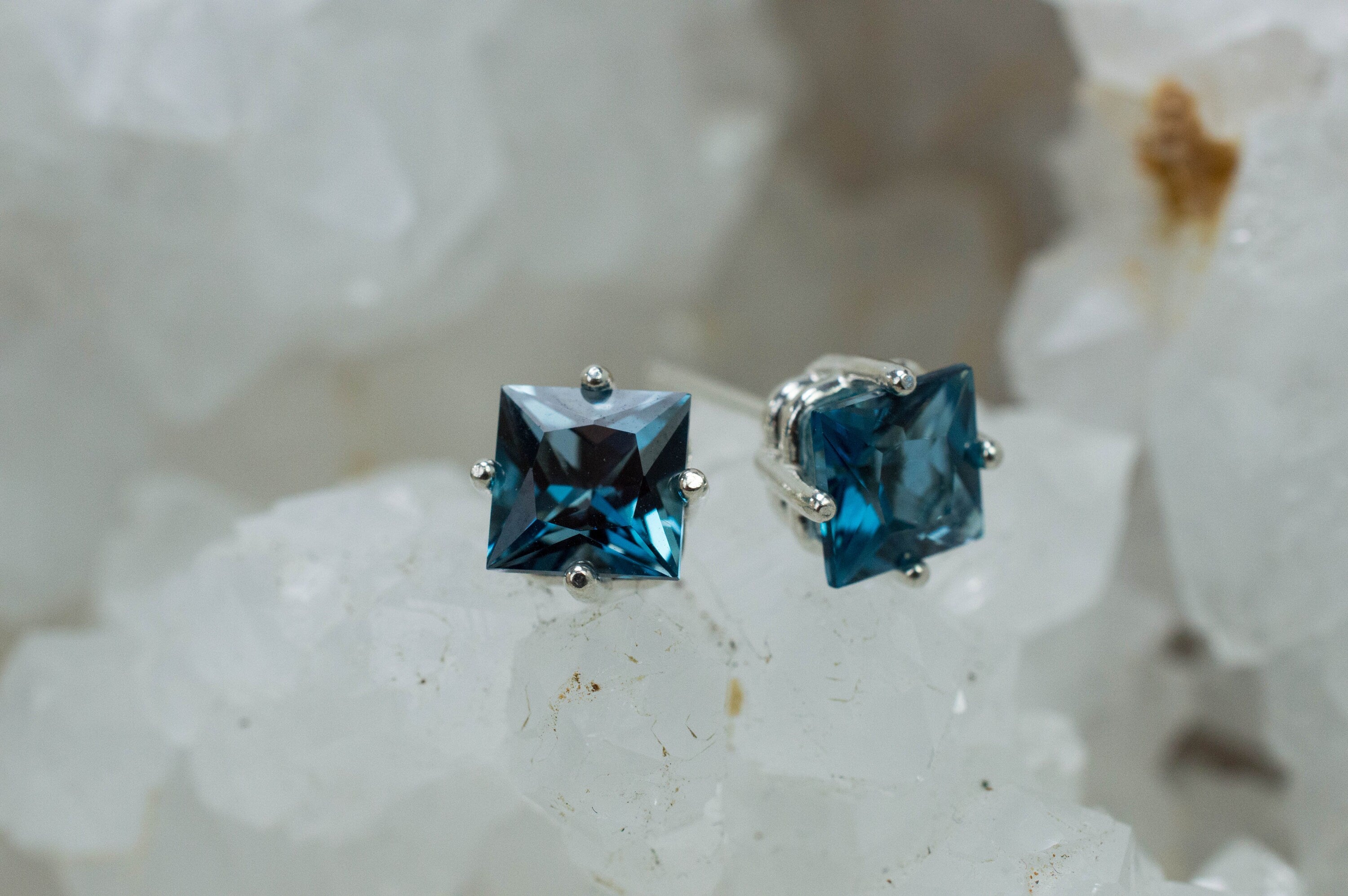 London Blue Topaz Earrings; Genuine Brazilian Topaz; 2.715cts