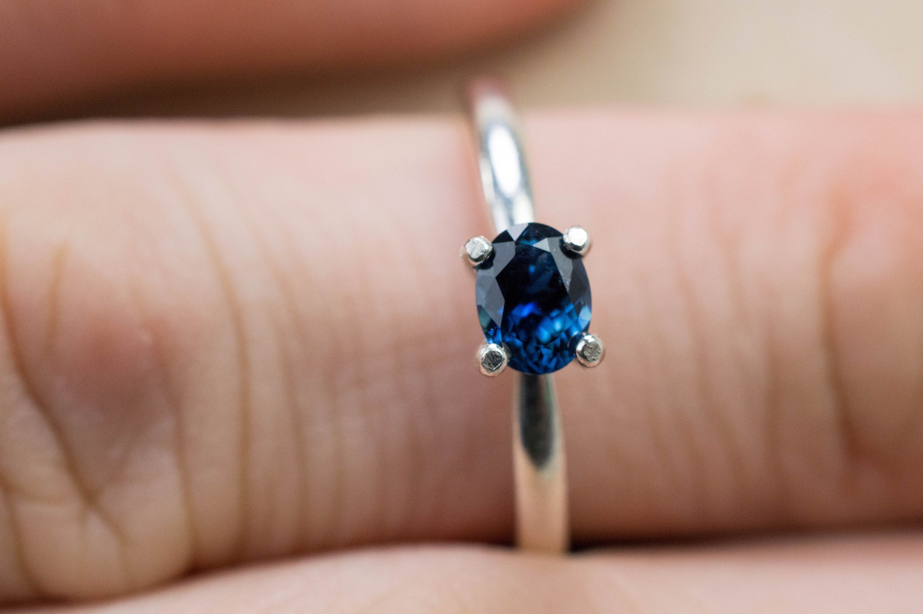 Blue Sapphire Ring, Genuine Untreated Tanzania Sapphire; 0.450cts