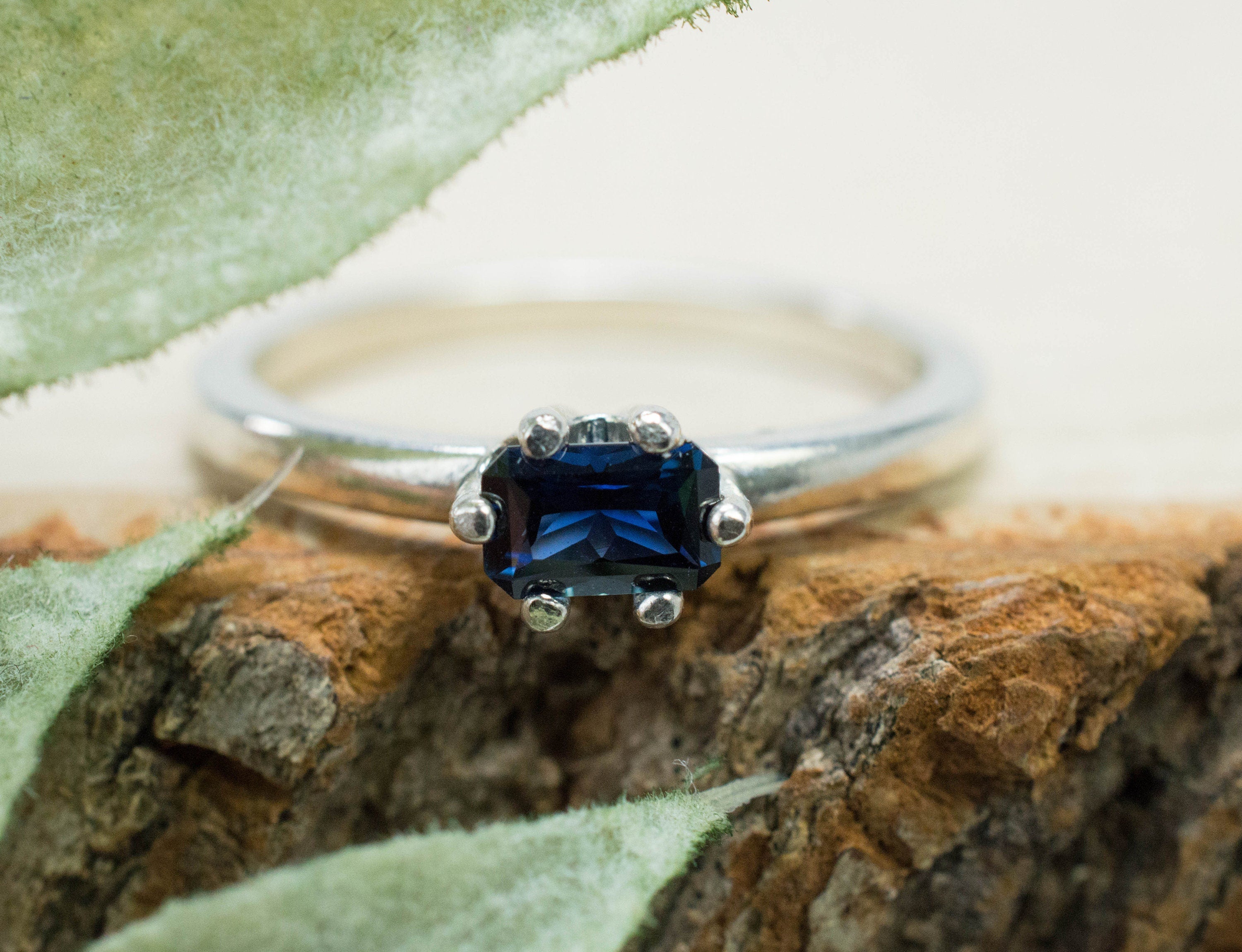 Blue Sapphire Ring, Genuine Untreated Tanzania Sapphire; 0.455cts