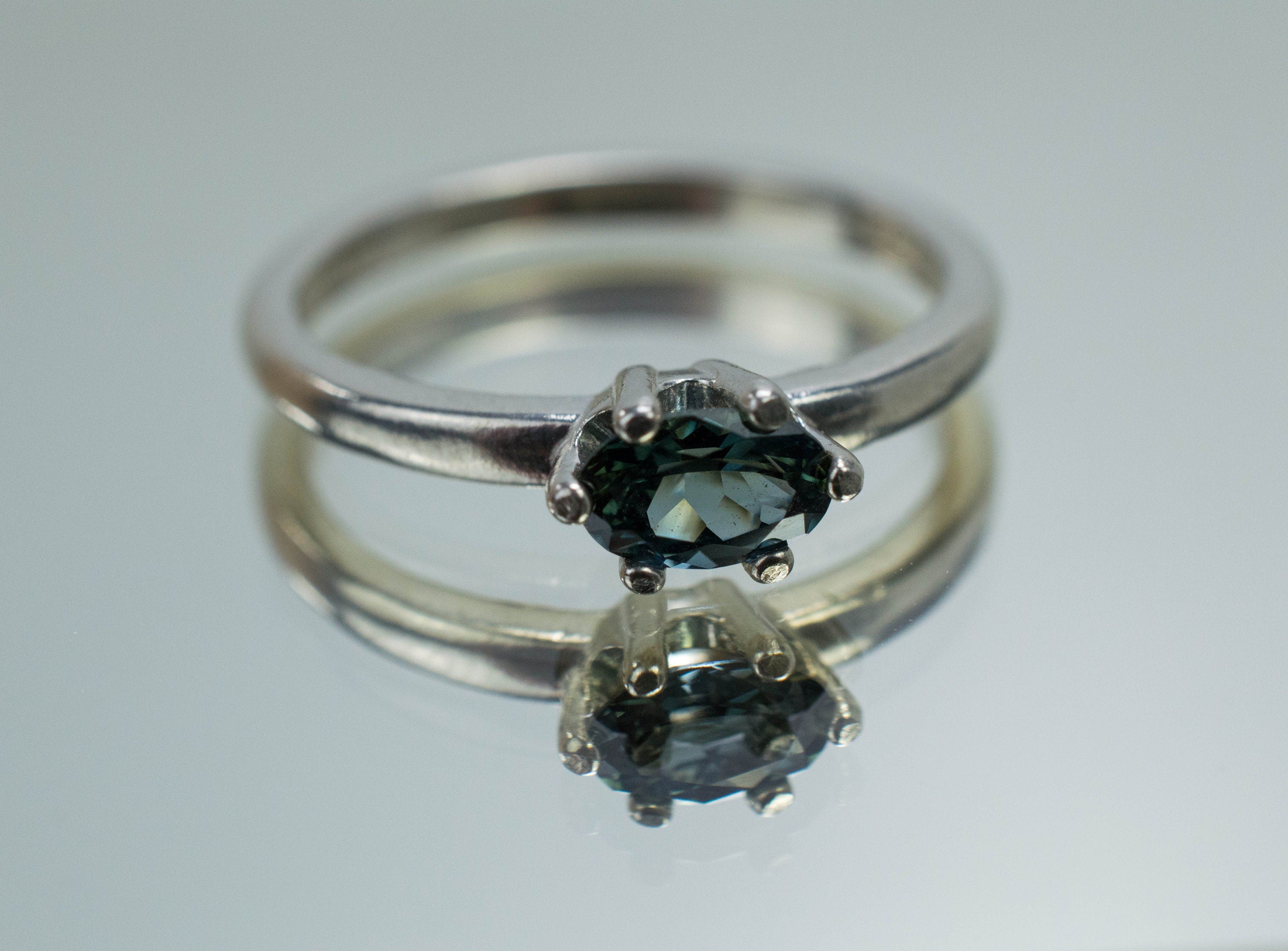 Teal Sapphire Ring, Genuine Untreated Tanzania Sapphire; 0.520cts