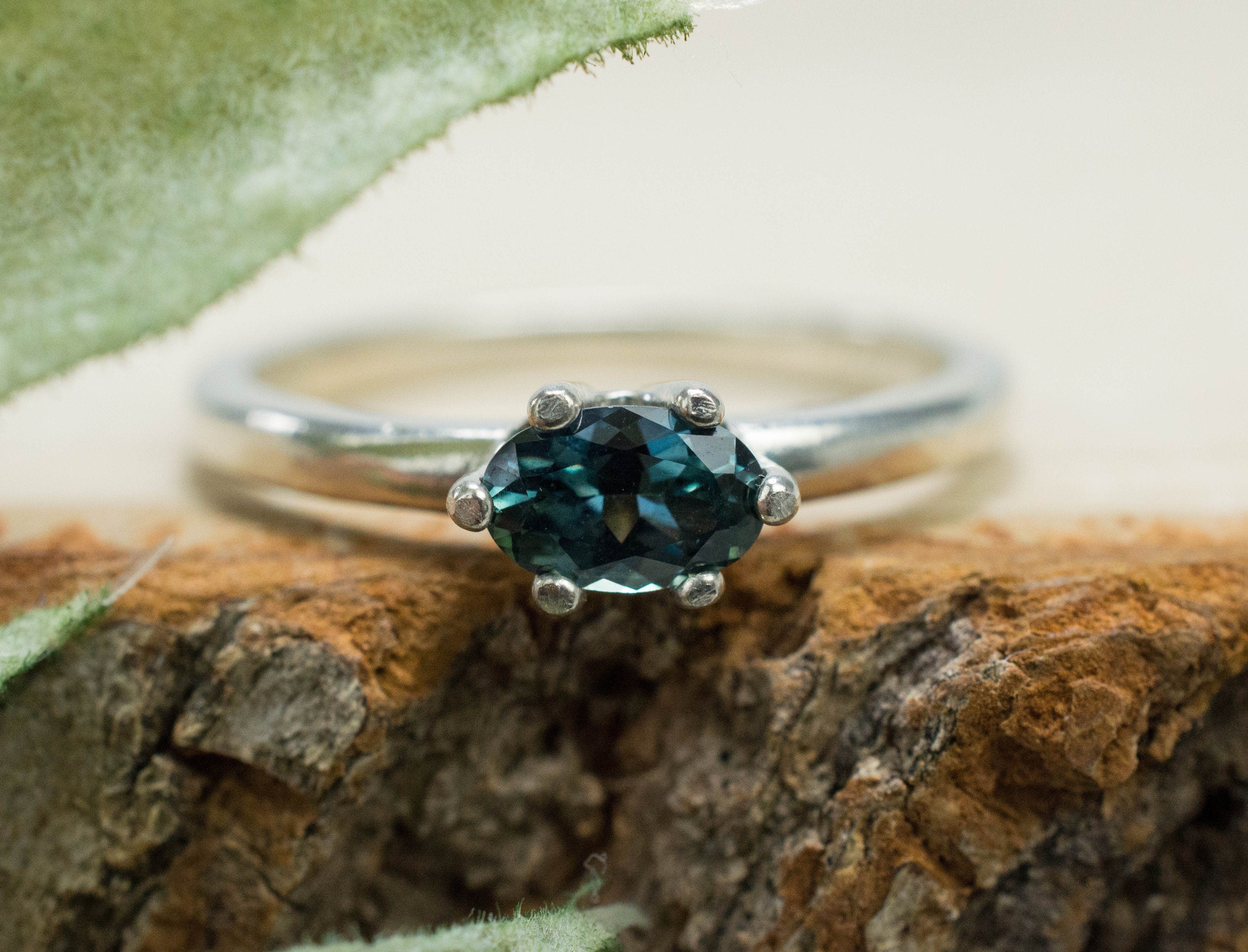 Teal Sapphire Ring, Genuine Untreated Tanzania Sapphire; 0.520cts