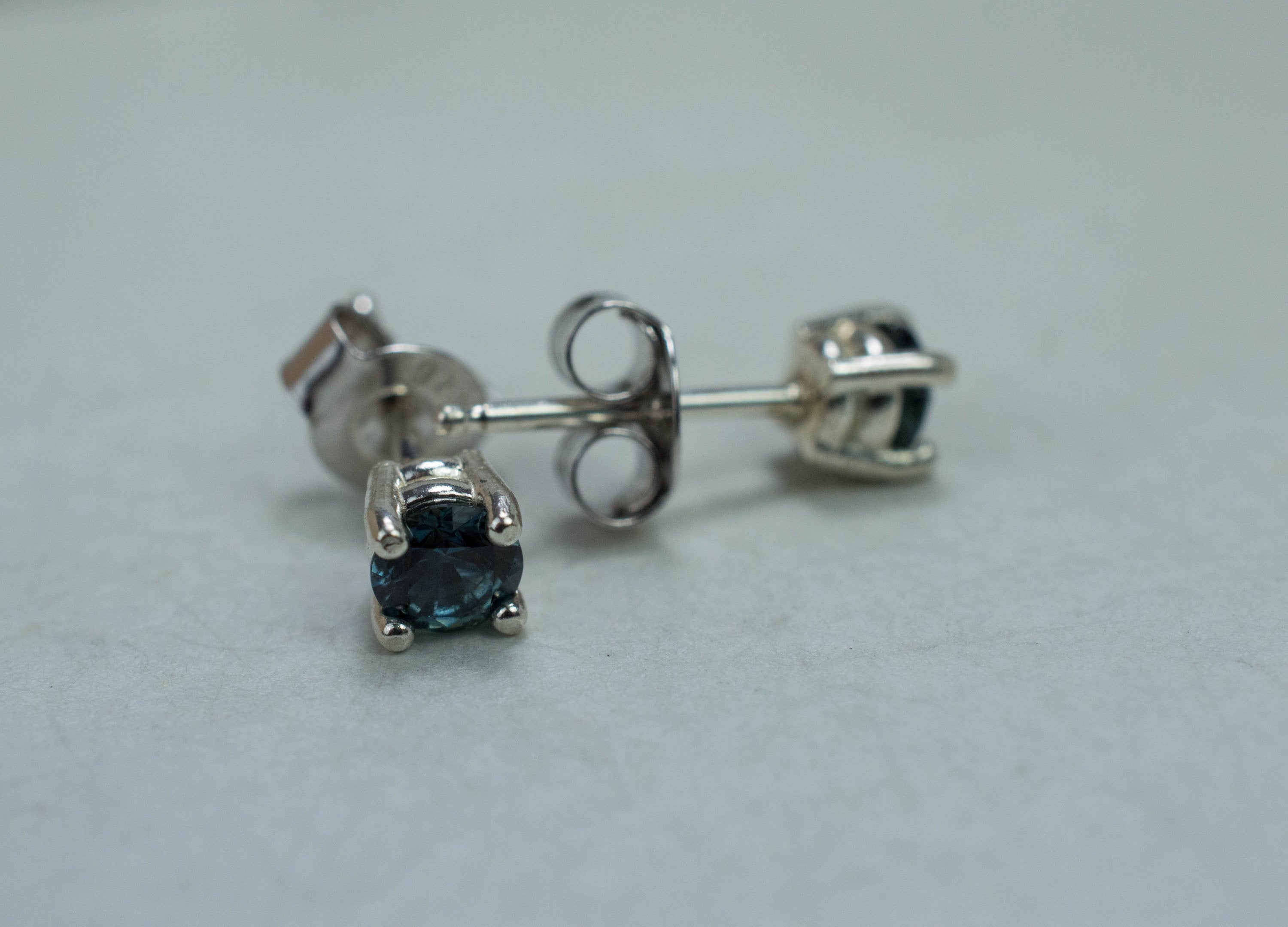 Blue Sapphire Earrings, Genuine Untreated Tanzania Sapphire; 0.585cts