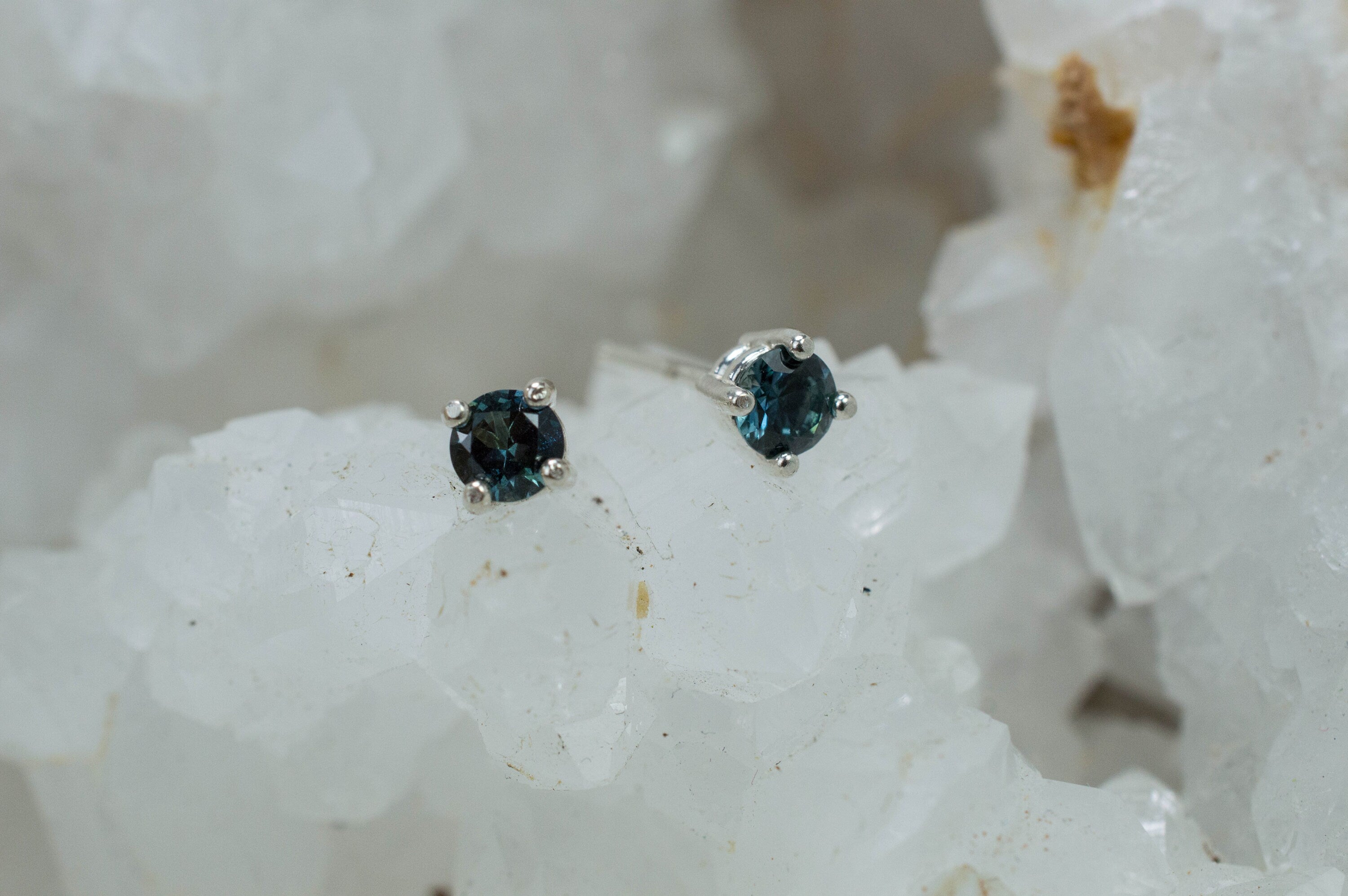 Blue Sapphire Earrings, Genuine Untreated Tanzania Sapphire; 0.585cts