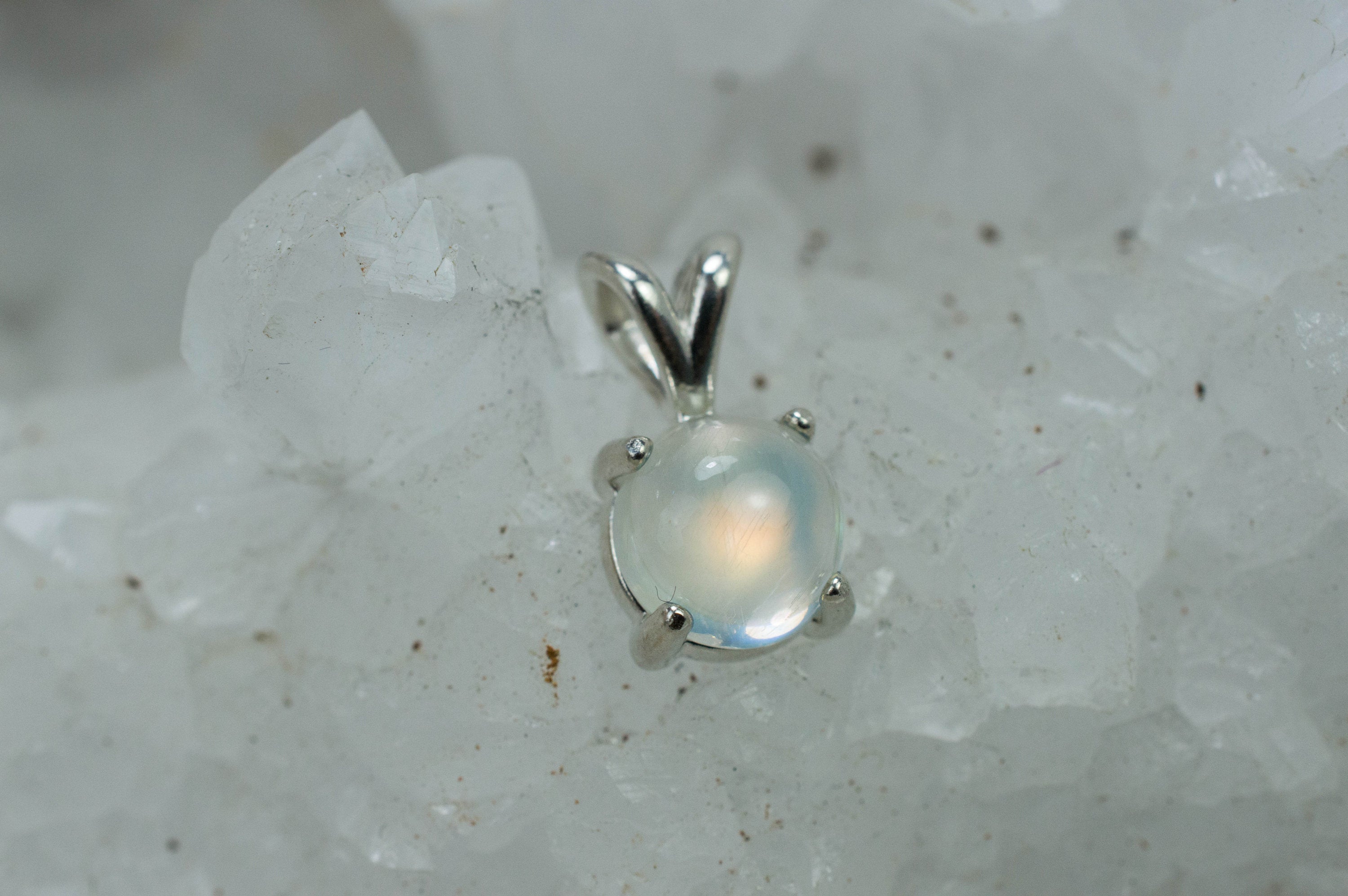 Moonstone Pendant, Natural Untreated India Rainbow Moonstone; 1.910cts