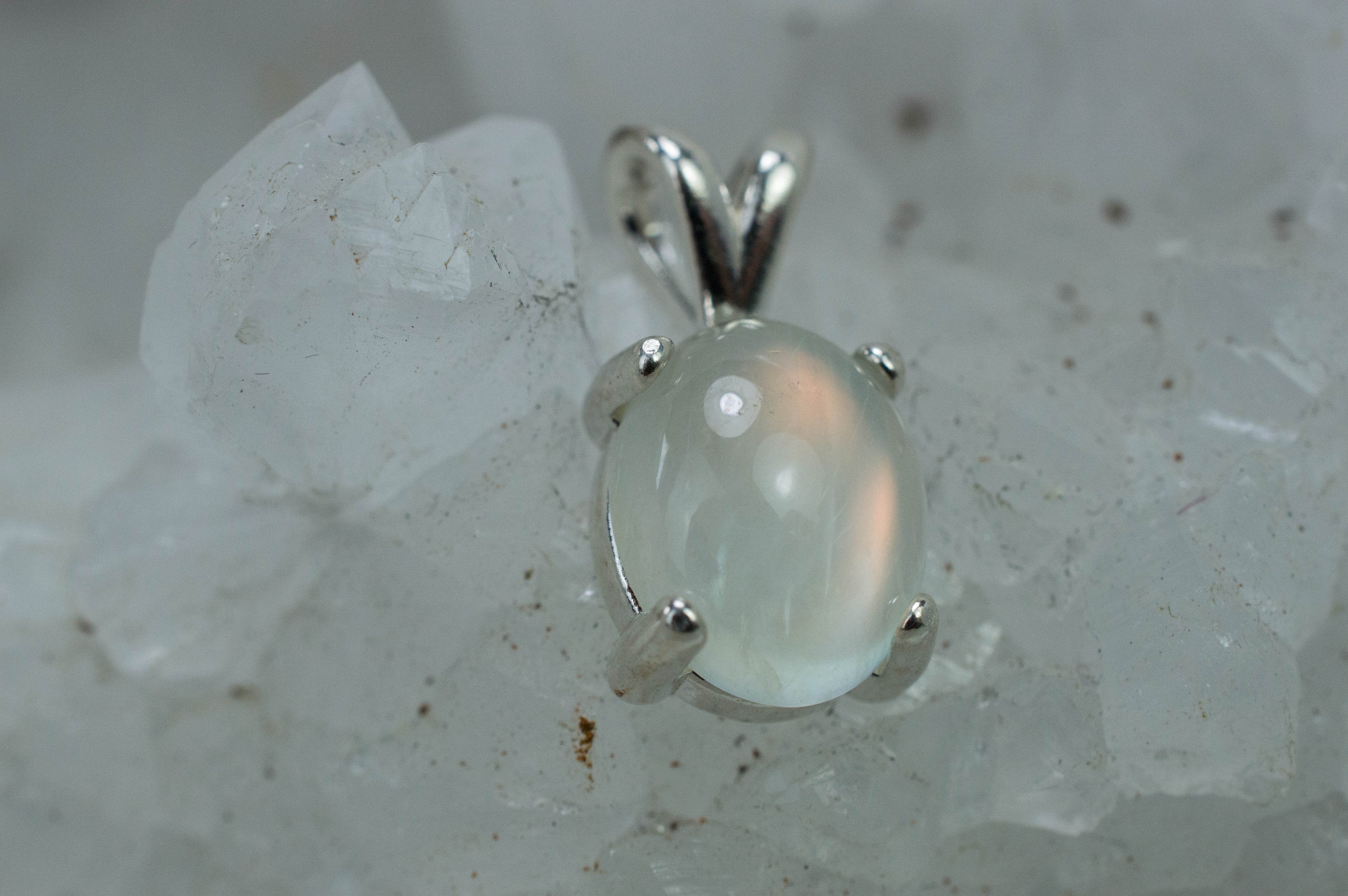 Moonstone Pendant, Natural Untreated India Rainbow Moonstone; 3.320cts