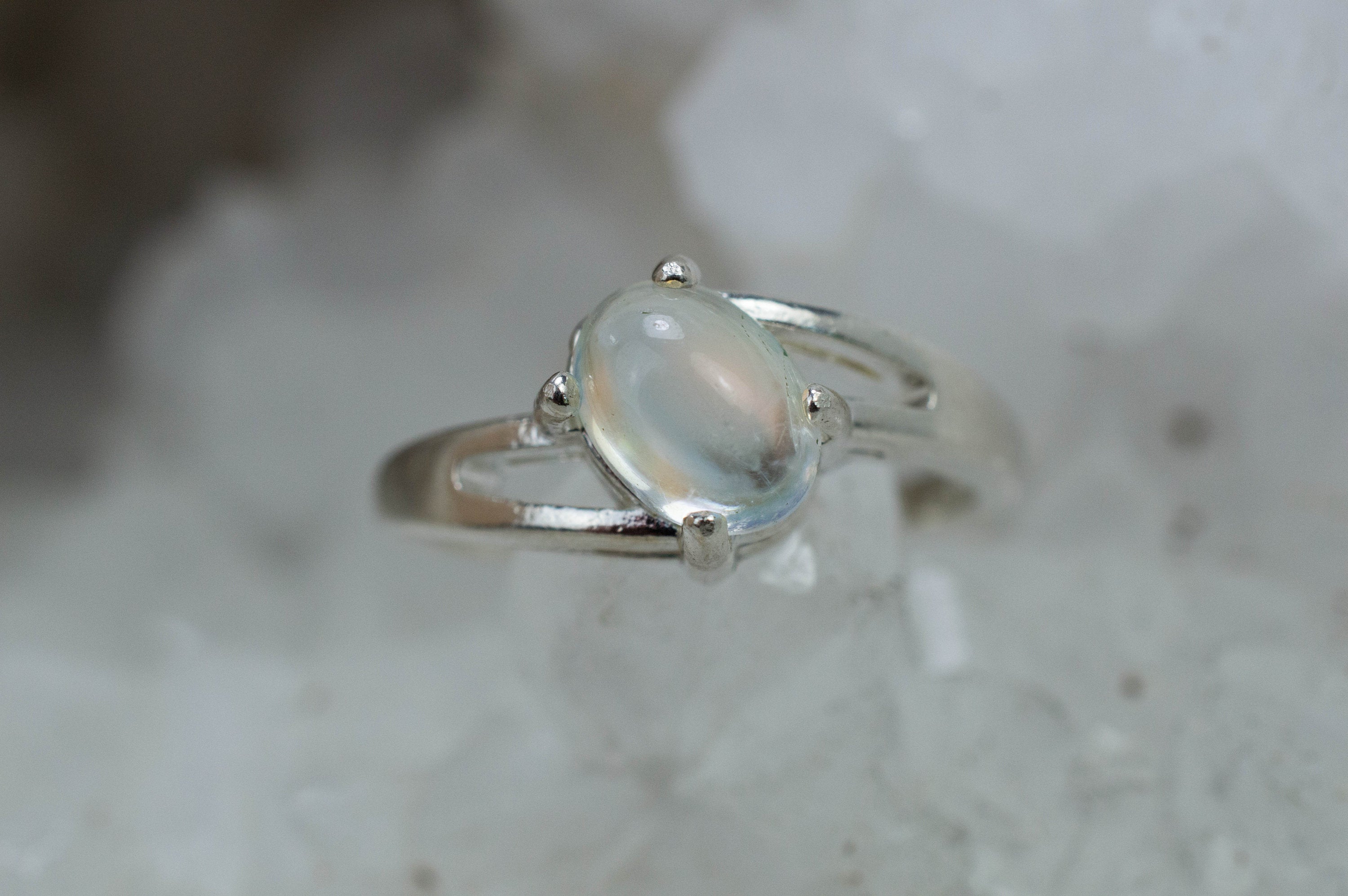 Rainbow Moonstone Ring, Natural Untreated Indian Moonstone; 1.260cts