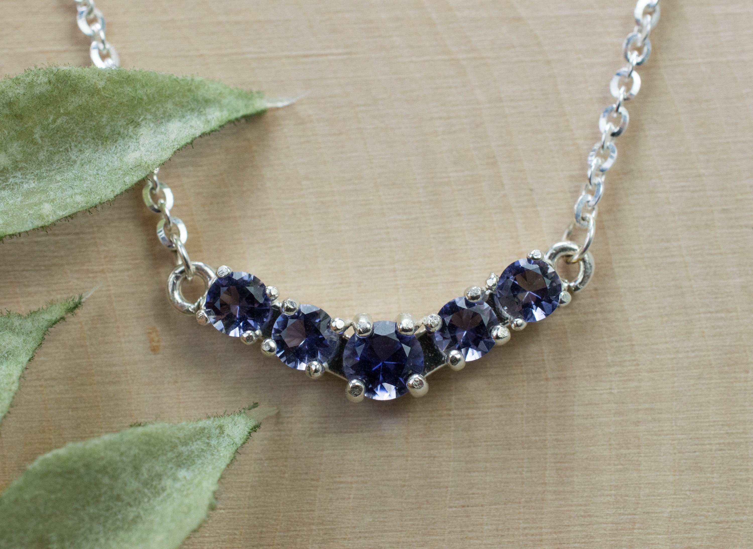 Iolite Necklace; Genuine Untreated Madagascar Iolite; 1.100cts