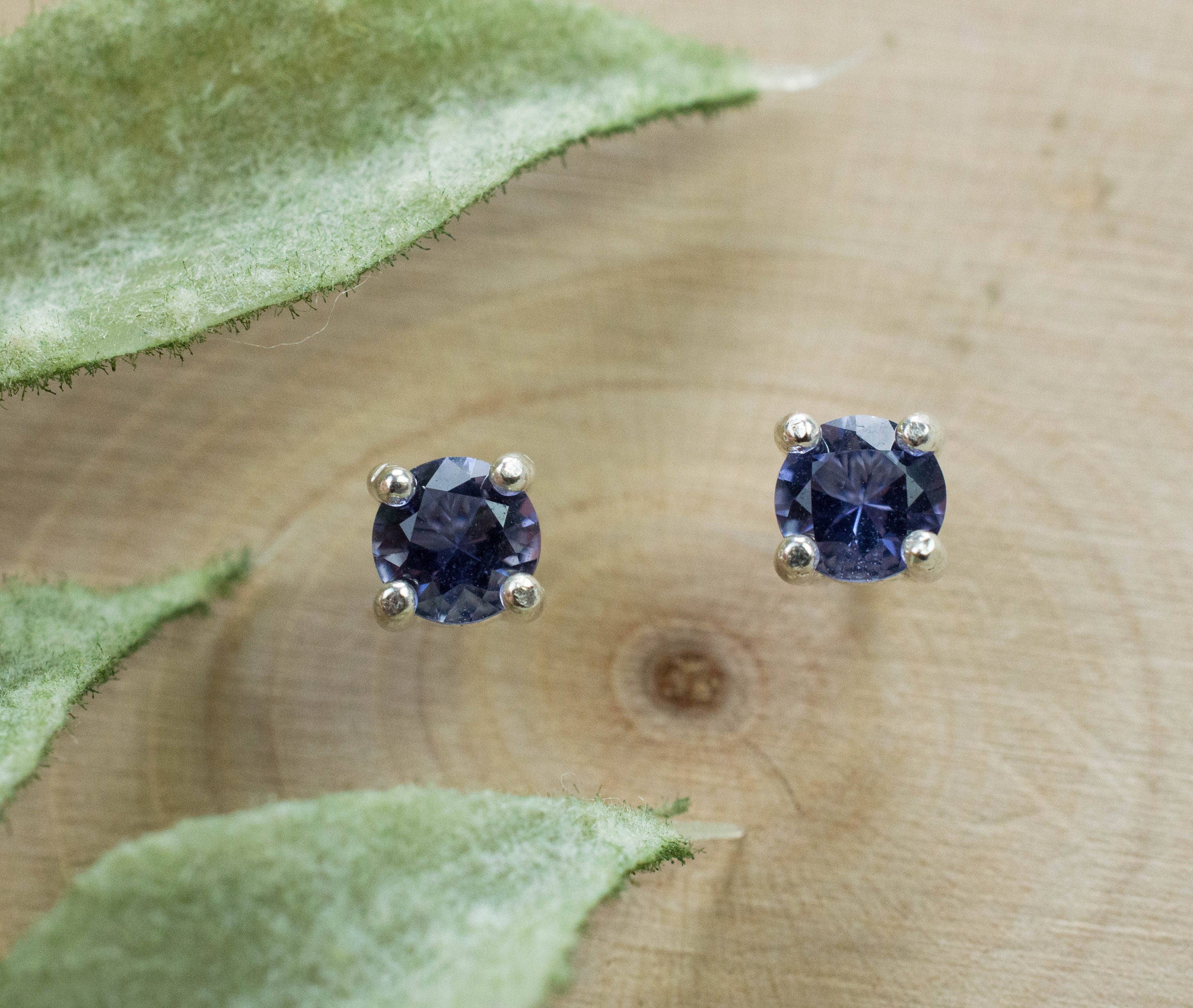 Iolite Earrings; Natural Untreated Madagascan Iolite; 0.375cts