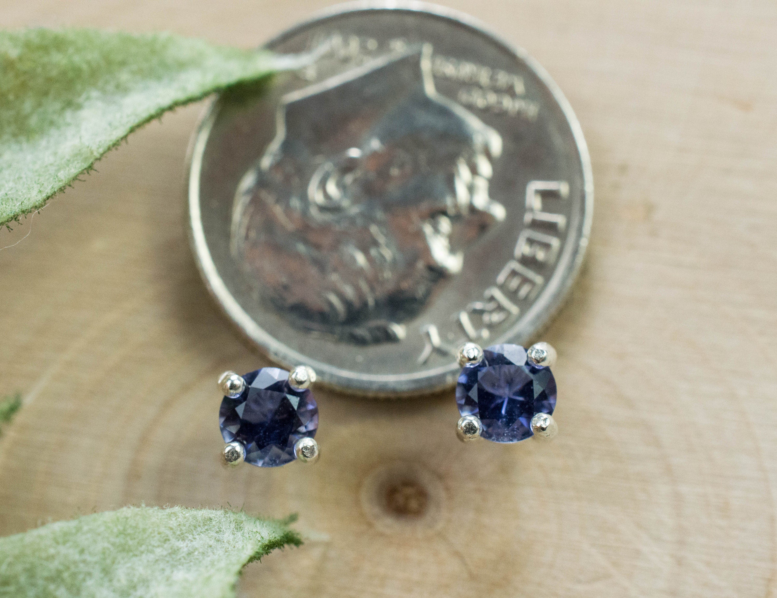 Iolite Earrings; Natural Untreated Madagascan Iolite; 0.375cts