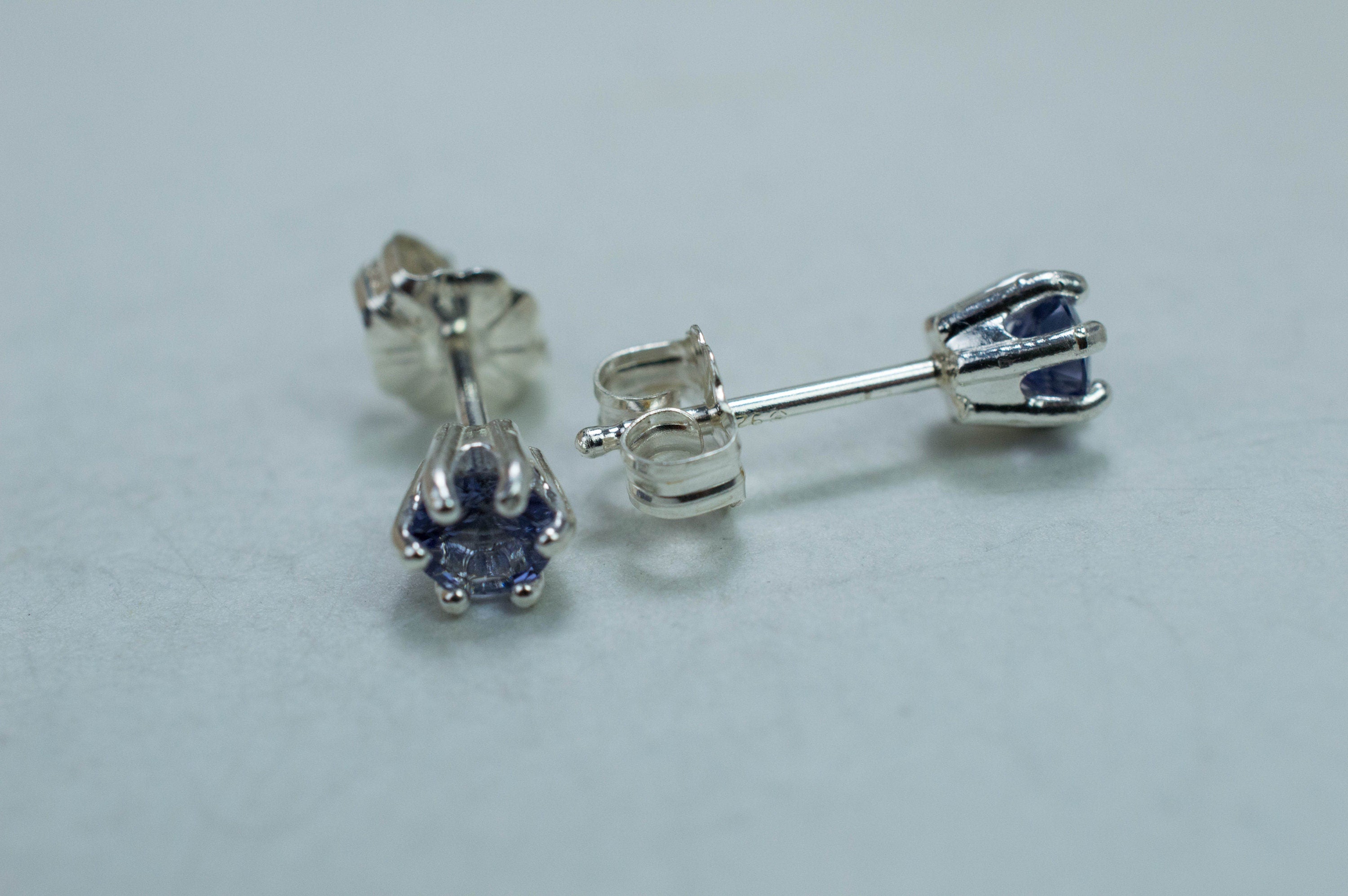 Iolite Earrings; Natural Untreated Madagascan Iolite; 0.395cts