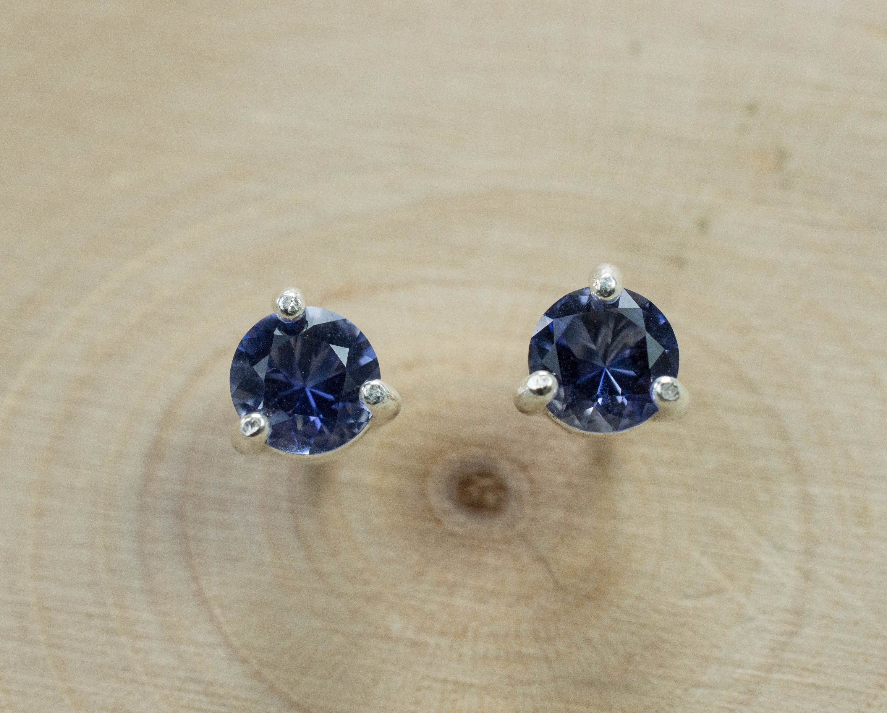 Iolite Earrings; Natural Untreated Madagascan Iolite; 0.715cts