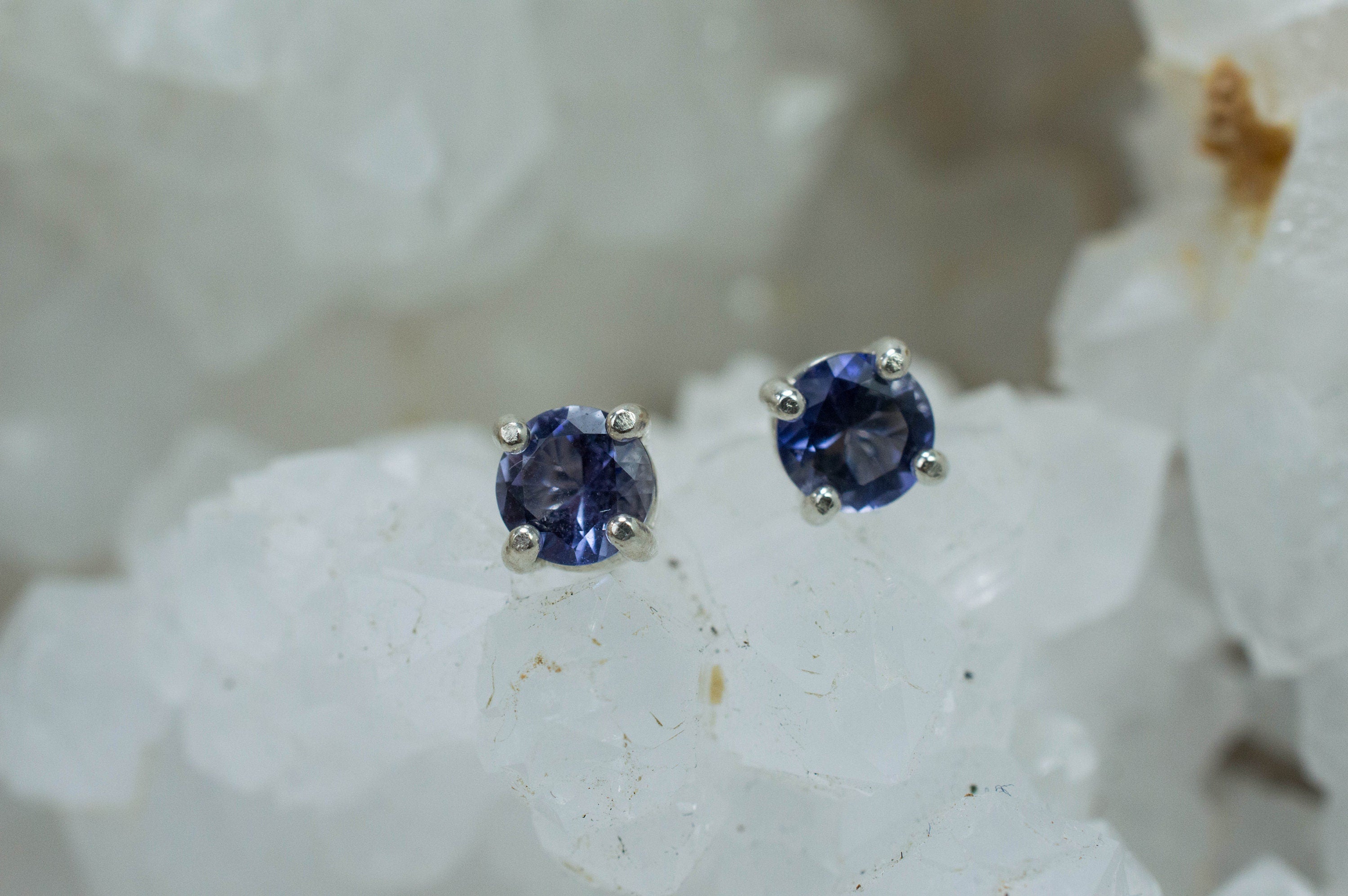 Iolite Earrings; Natural Untreated Madagascan Iolite; 0.725cts