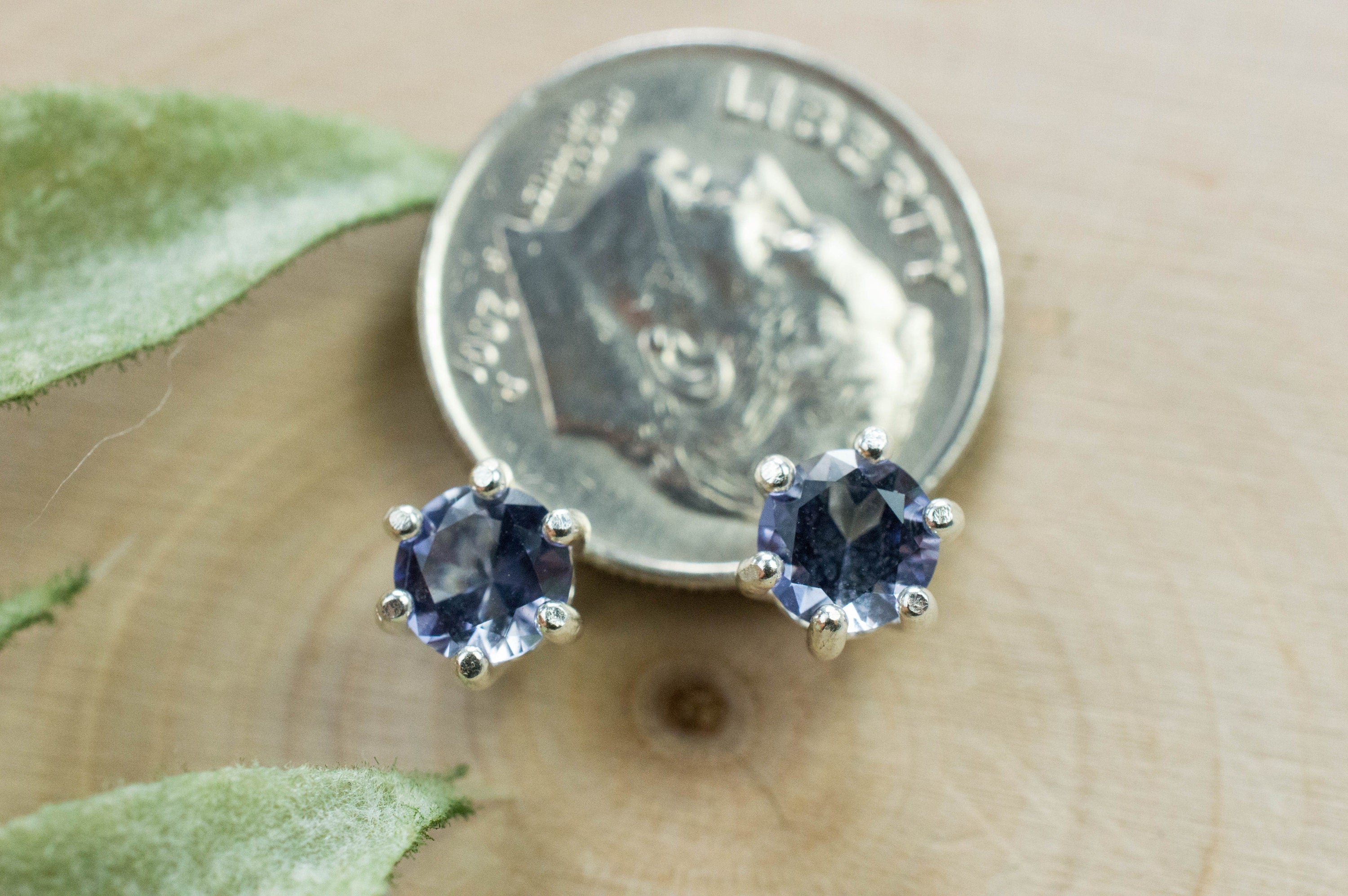 Iolite Earrings; Natural Untreated Madagascan Iolite; 0.735cts