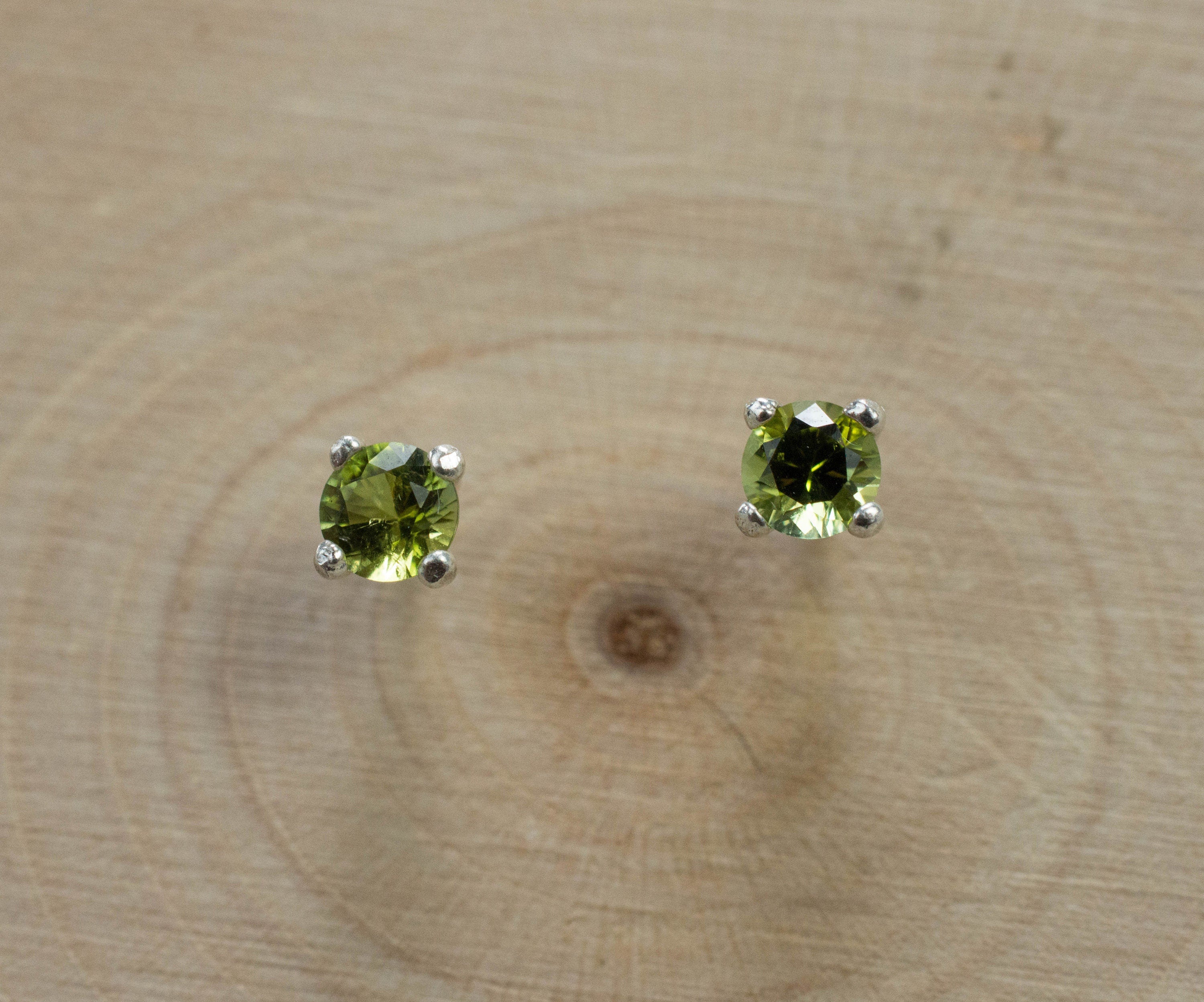 Green Tourmaline Earrings; Genuine Untreated Maine Tourmaline; 0.275cts