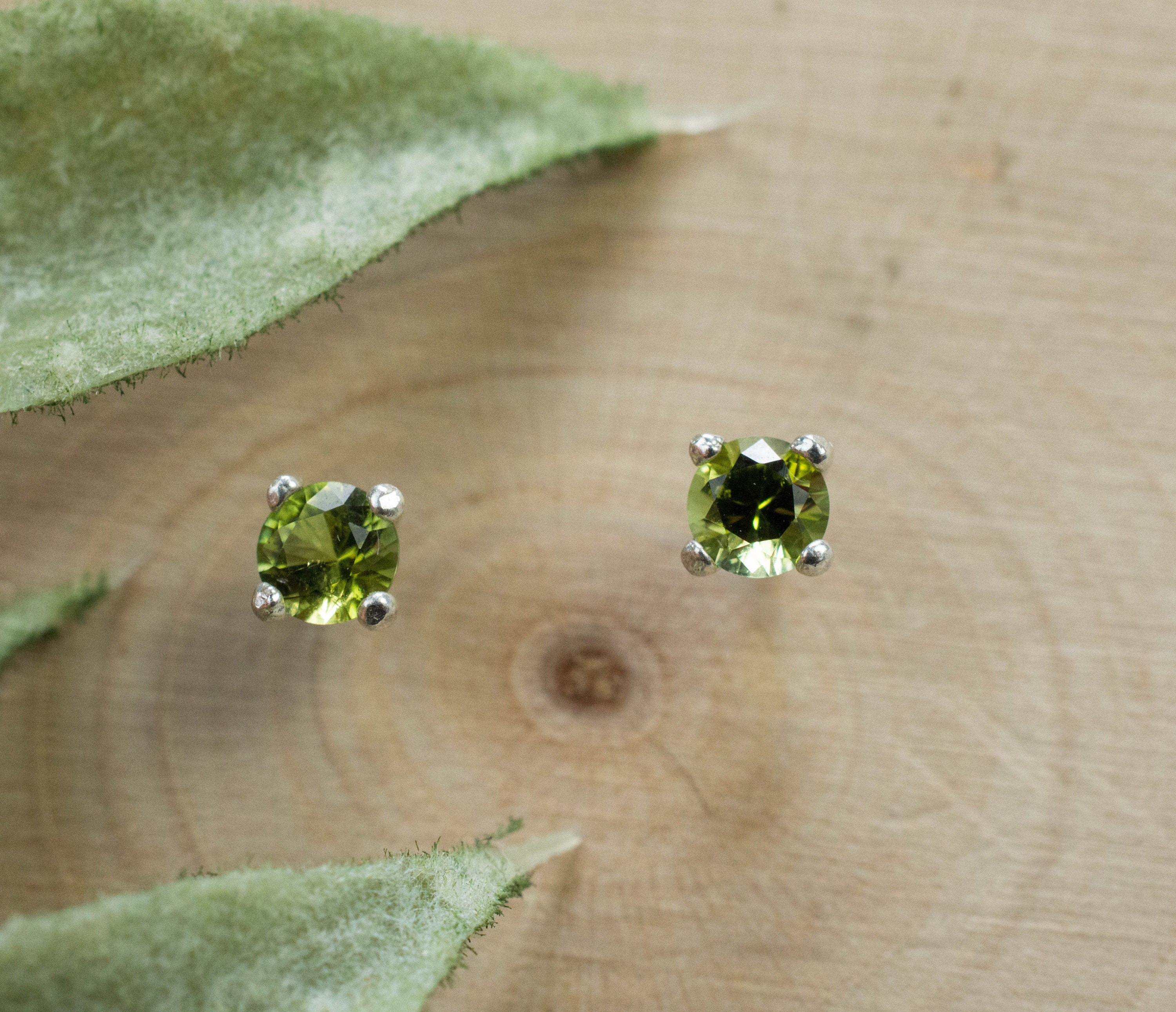 Green Tourmaline Earrings; Genuine Untreated Maine Tourmaline; 0.275cts