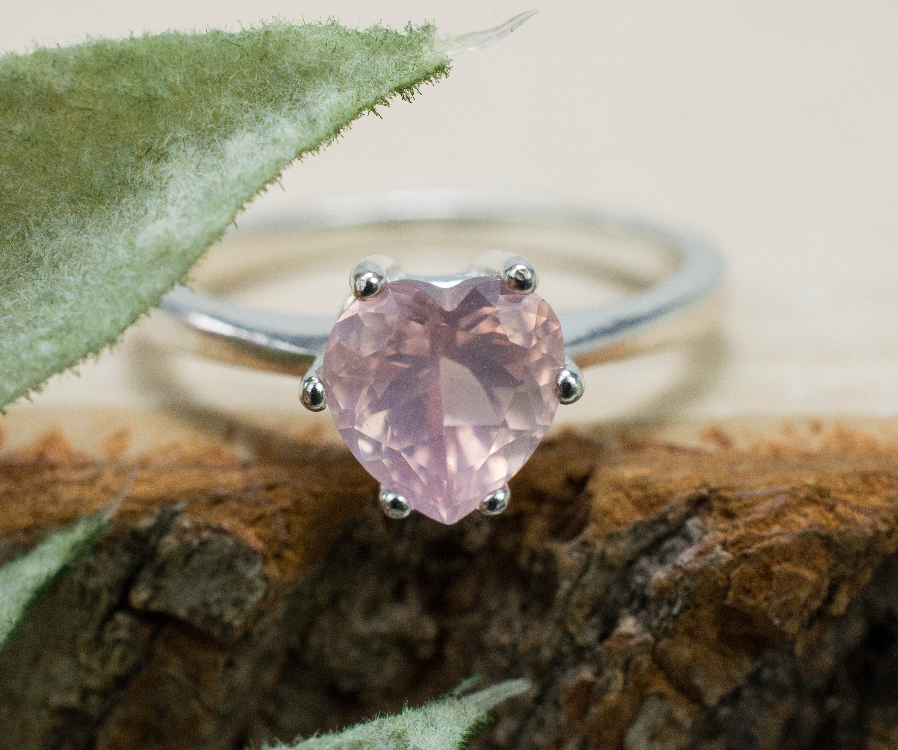 Rose Quartz Ring; Natural Untreated Brazil Quartz; 1.175cts