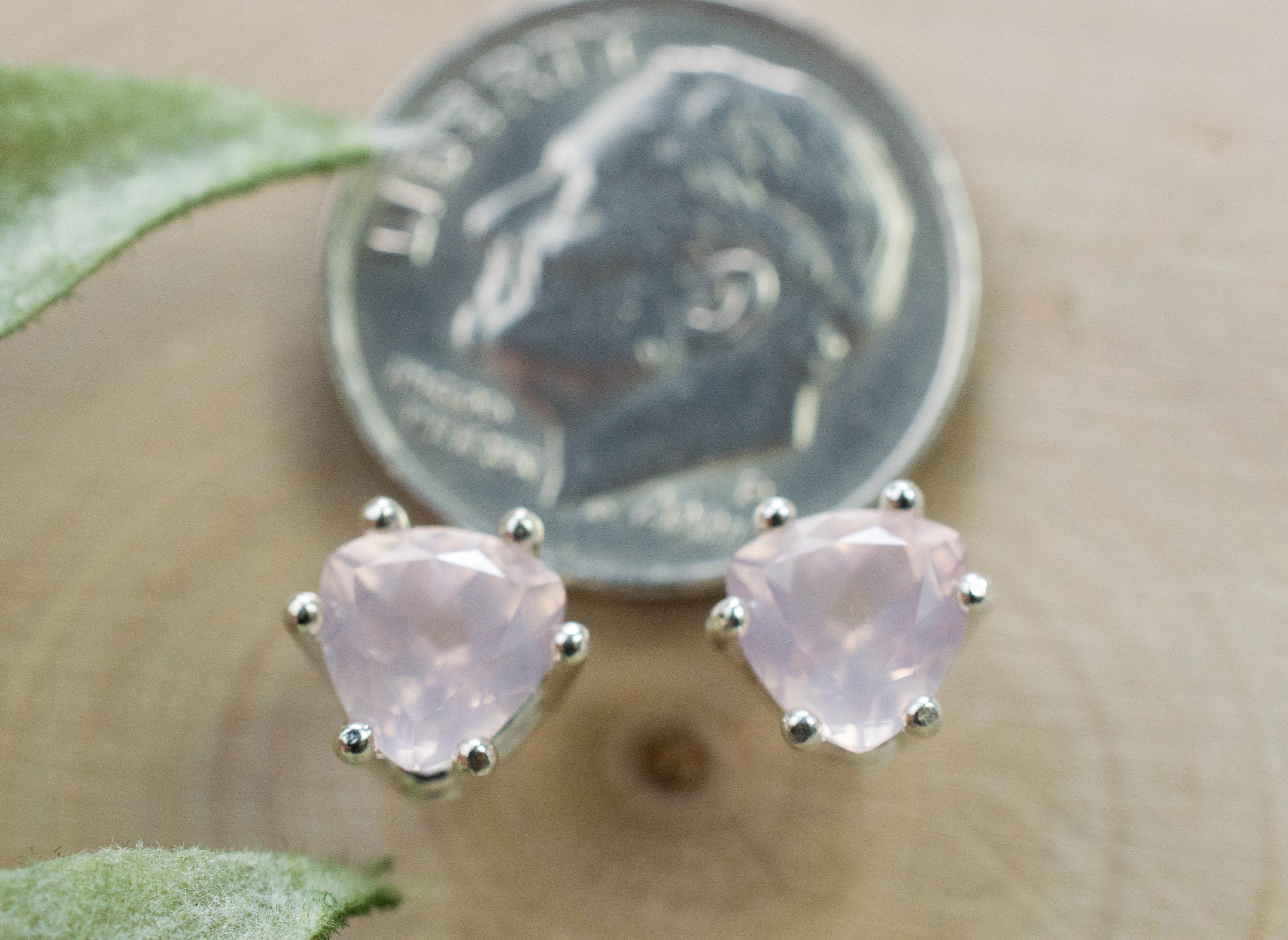 Rose Quartz Earrings; Natural Untreated Brazil Rose Quartz; 1.455cts