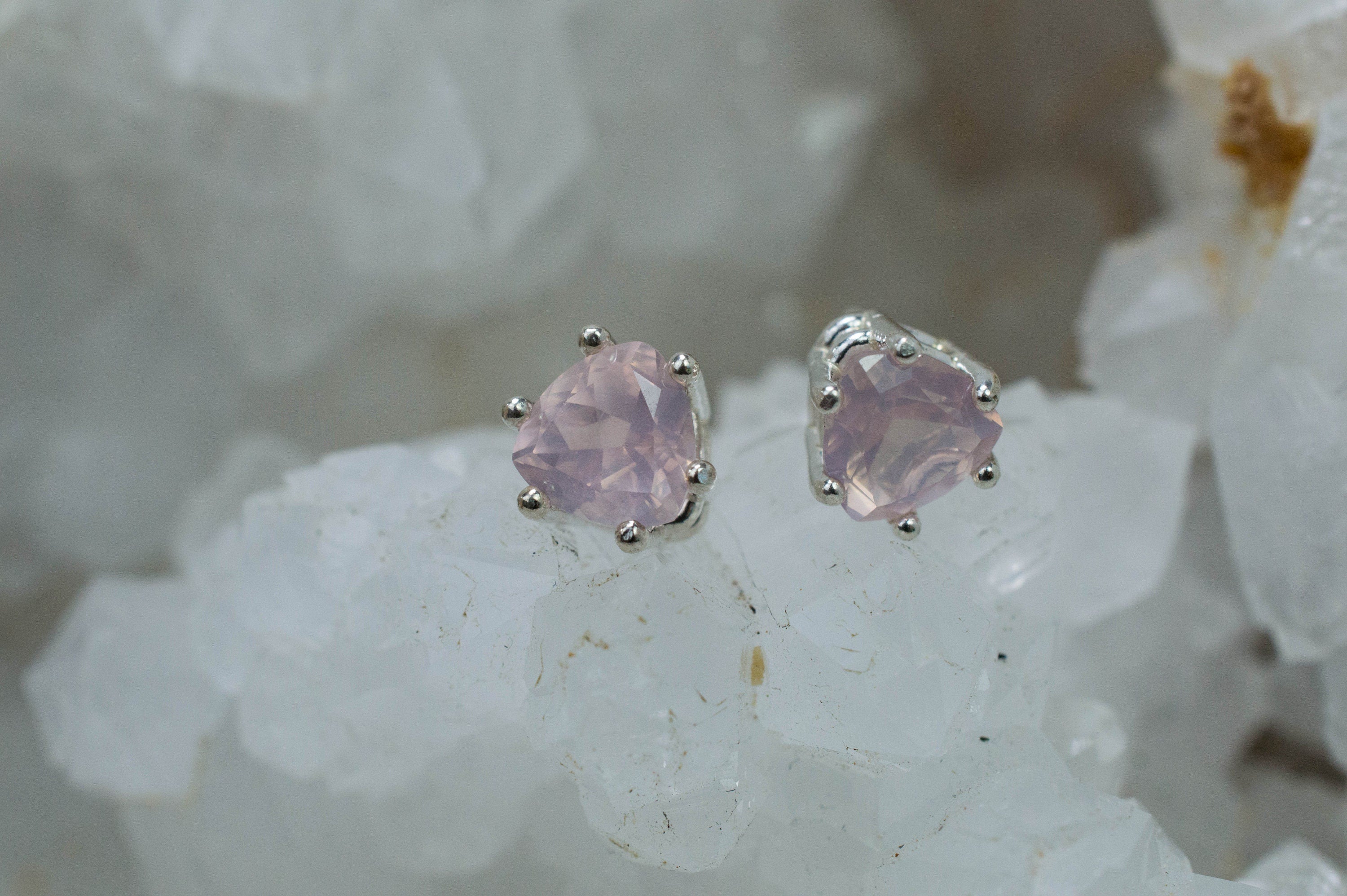 Rose Quartz Earrings; Natural Untreated Brazil Rose Quartz; 1.455cts