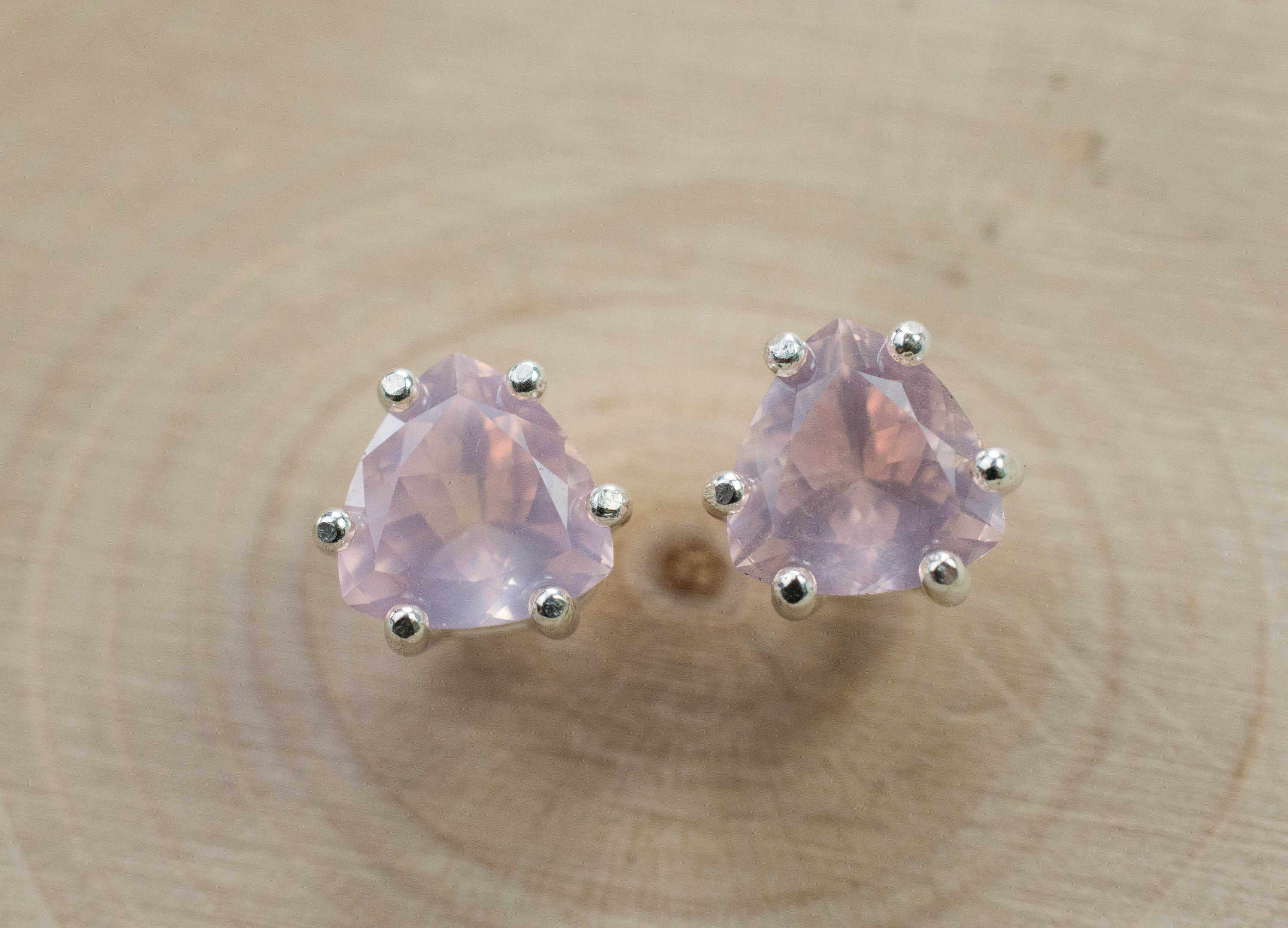 Rose Quartz Earrings; Natural Untreated Brazil Rose Quartz; 2.005cts