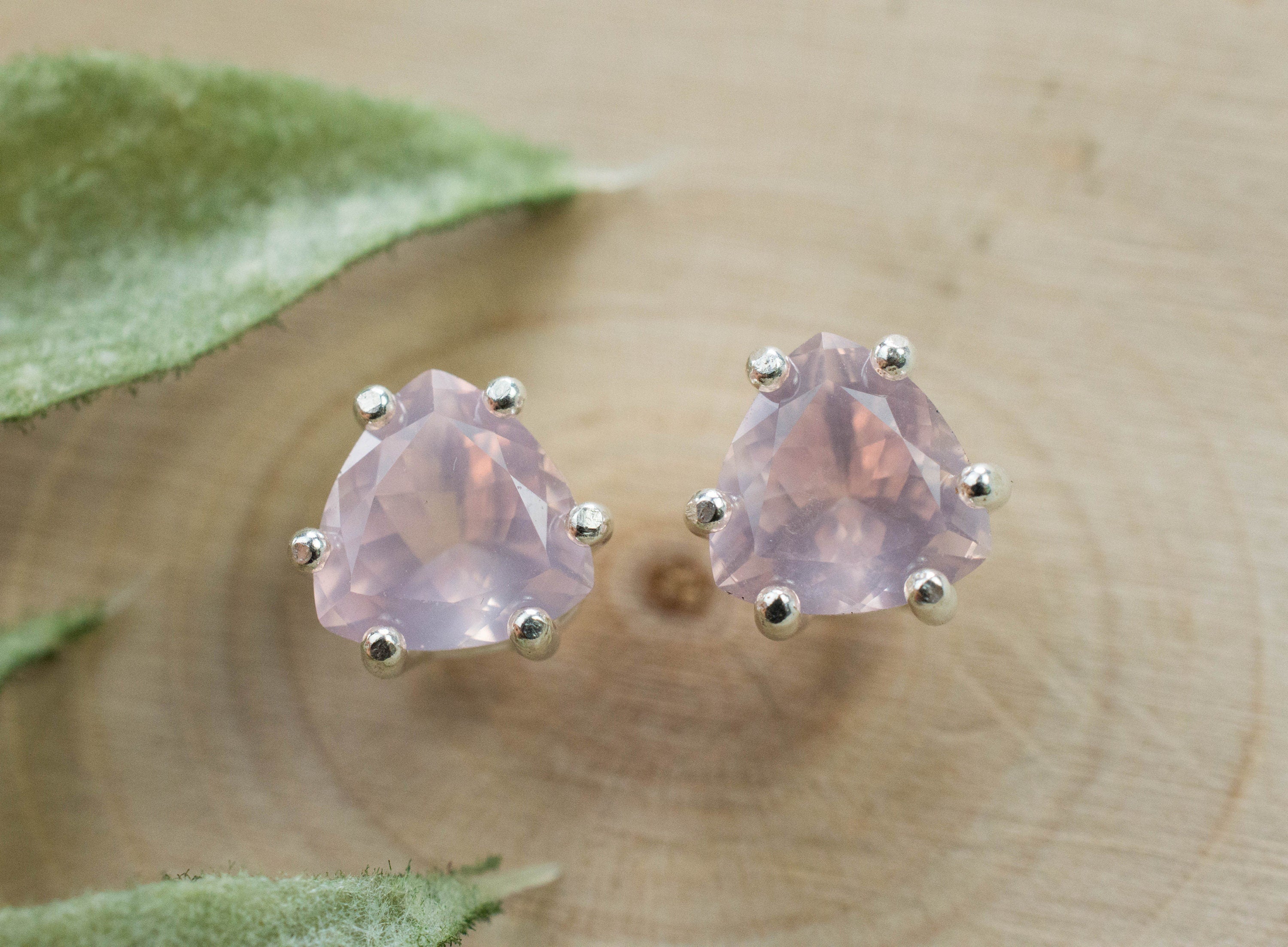 Rose Quartz Earrings; Natural Untreated Brazil Rose Quartz; 2.005cts