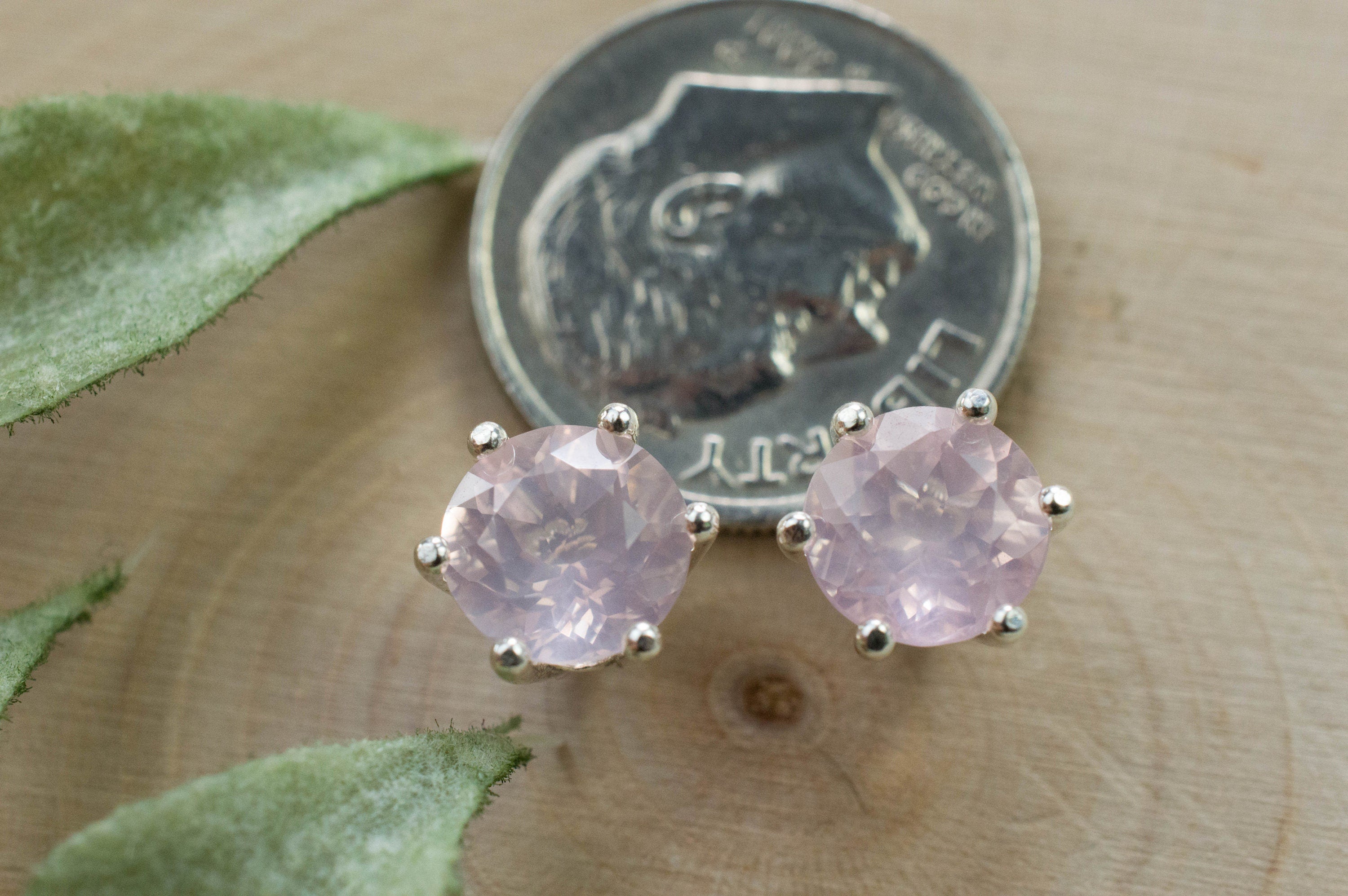 Rose Quartz Earrings; Natural Untreated Brazil Rose Quartz; 2.320cts